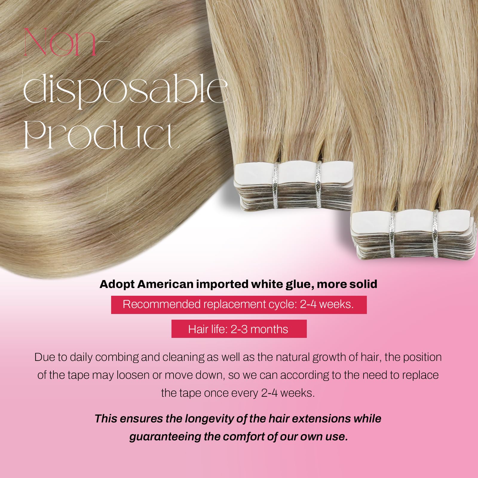Foto 4 pulgar | Extensiones De Cabello Humano Rubio Moresoo Con Cinta Adhesiva, 60 Cm, 50 G - Venta Internacional.