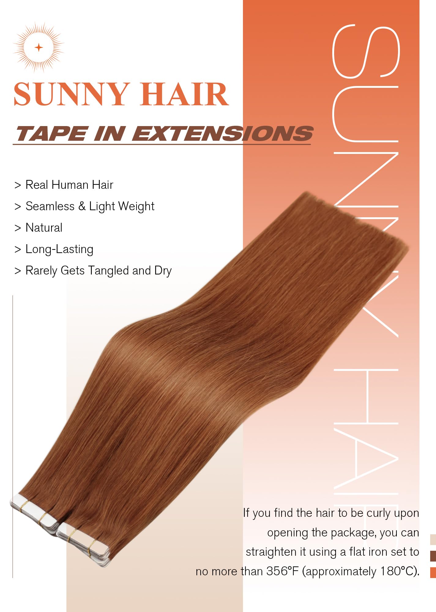 Foto 3 pulgar | Extensiones De Cabello Sunny Hair, Suaves Y Brillantes, De Color Cobre - Venta Internacional.