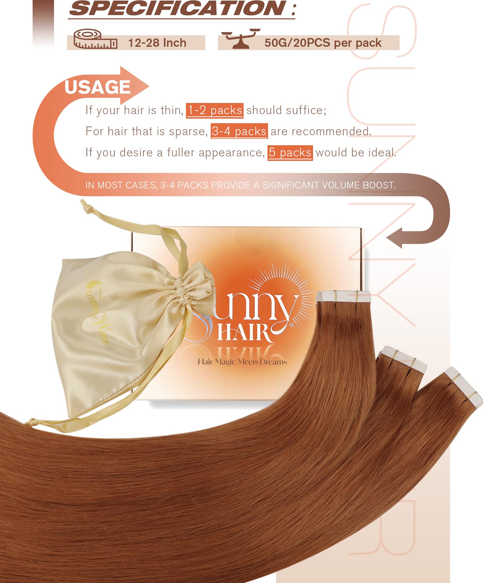 Foto 6 pulgar | Extensiones De Cabello Sunny Hair, Suaves Y Brillantes, De Color Cobre - Venta Internacional.
