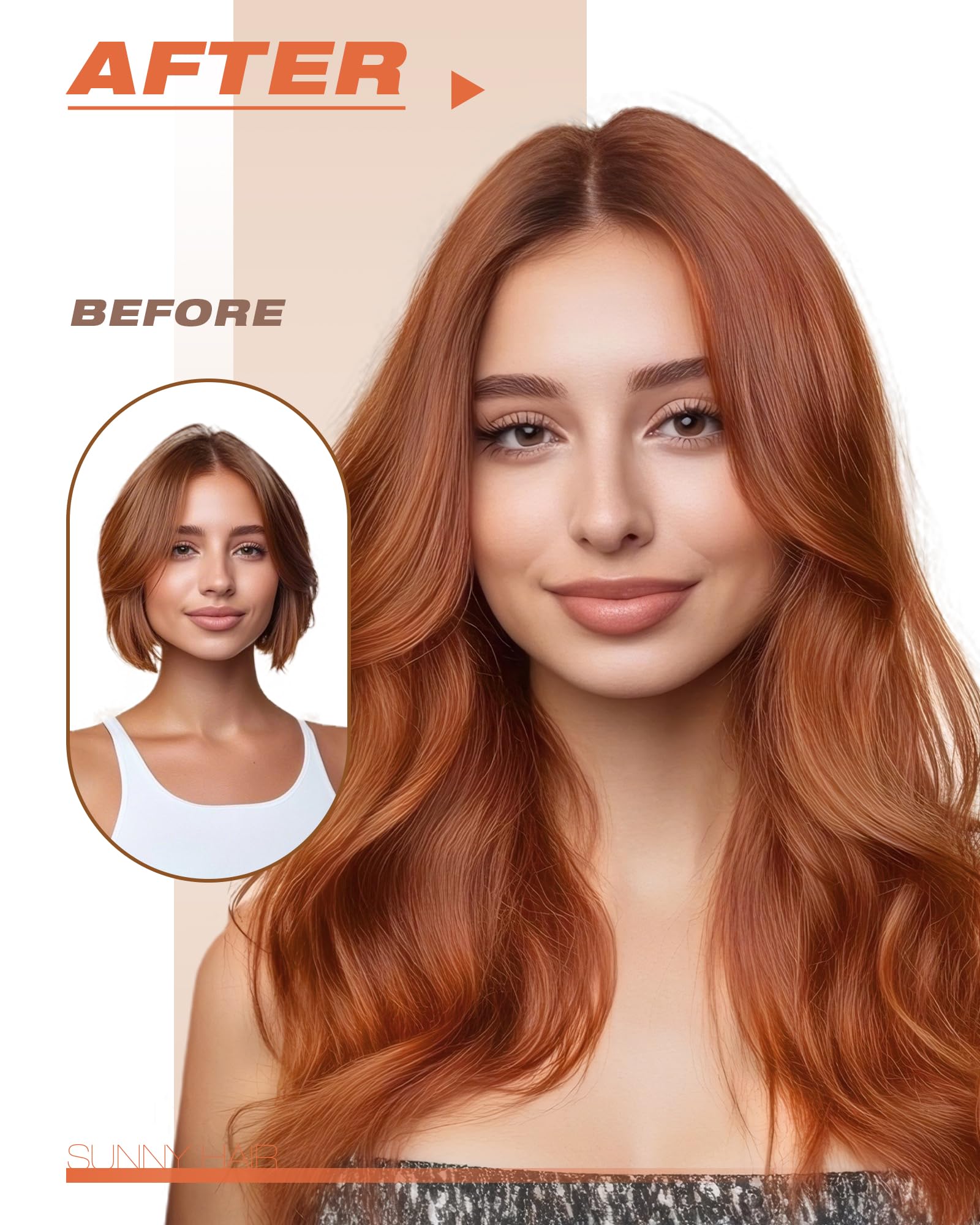 Foto 7 pulgar | Extensiones De Cabello Sunny Hair, Suaves Y Brillantes, De Color Cobre - Venta Internacional.