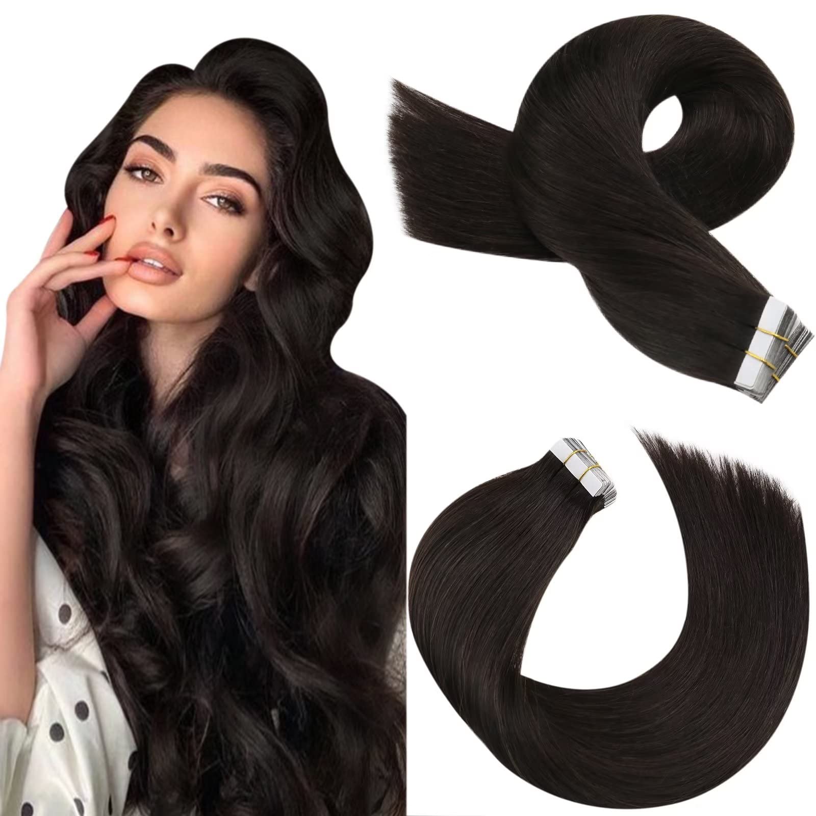 Foto 1 | Extensiones De Cabello Moresoo Tape En Cabello Humano Castaño Más Oscuro - Venta Internacional.