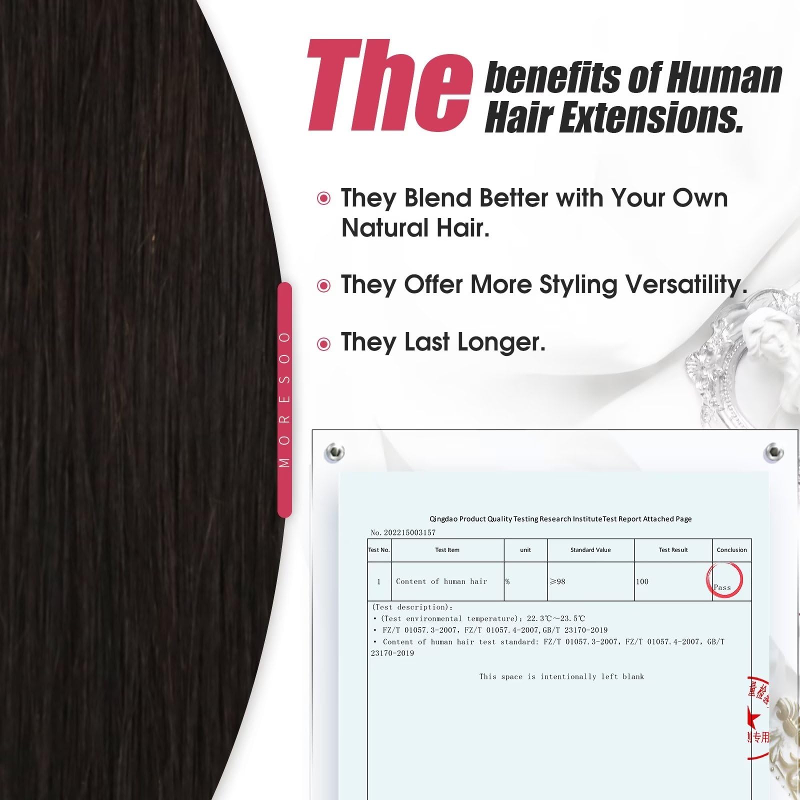 Foto 4 pulgar | Extensiones De Cabello Moresoo Tape En Cabello Humano Castaño Más Oscuro - Venta Internacional.