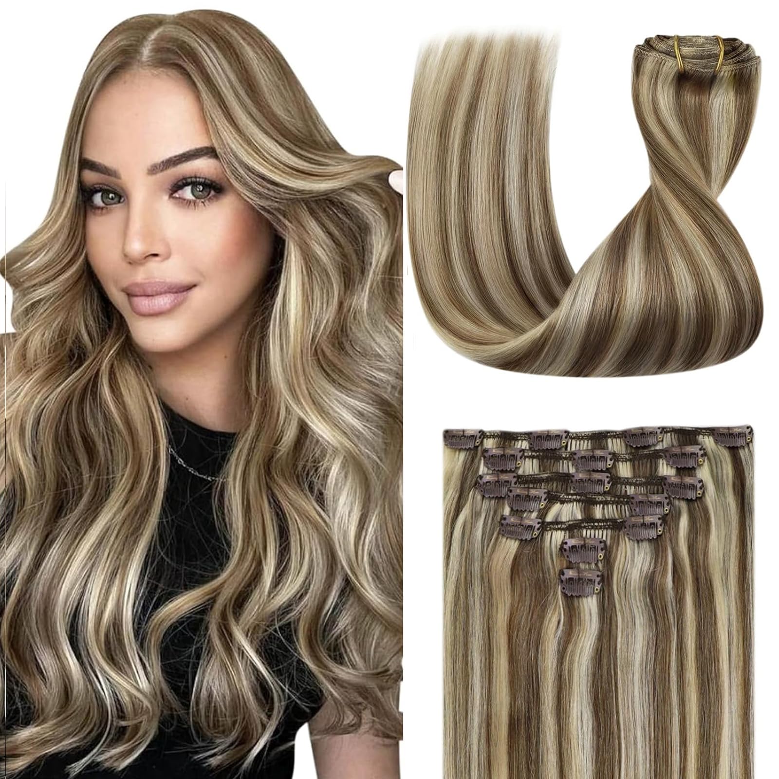 Foto 2 pulgar | Extensiones De Cabello Liso Con Clip, Cabello Humano Liso, 40 Cm - Venta Internacional.