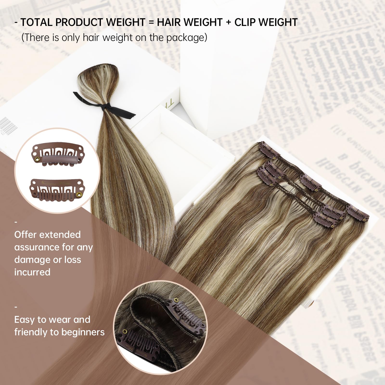 Foto 3 pulgar | Extensiones De Cabello Liso Con Clip, Cabello Humano Liso, 40 Cm - Venta Internacional.