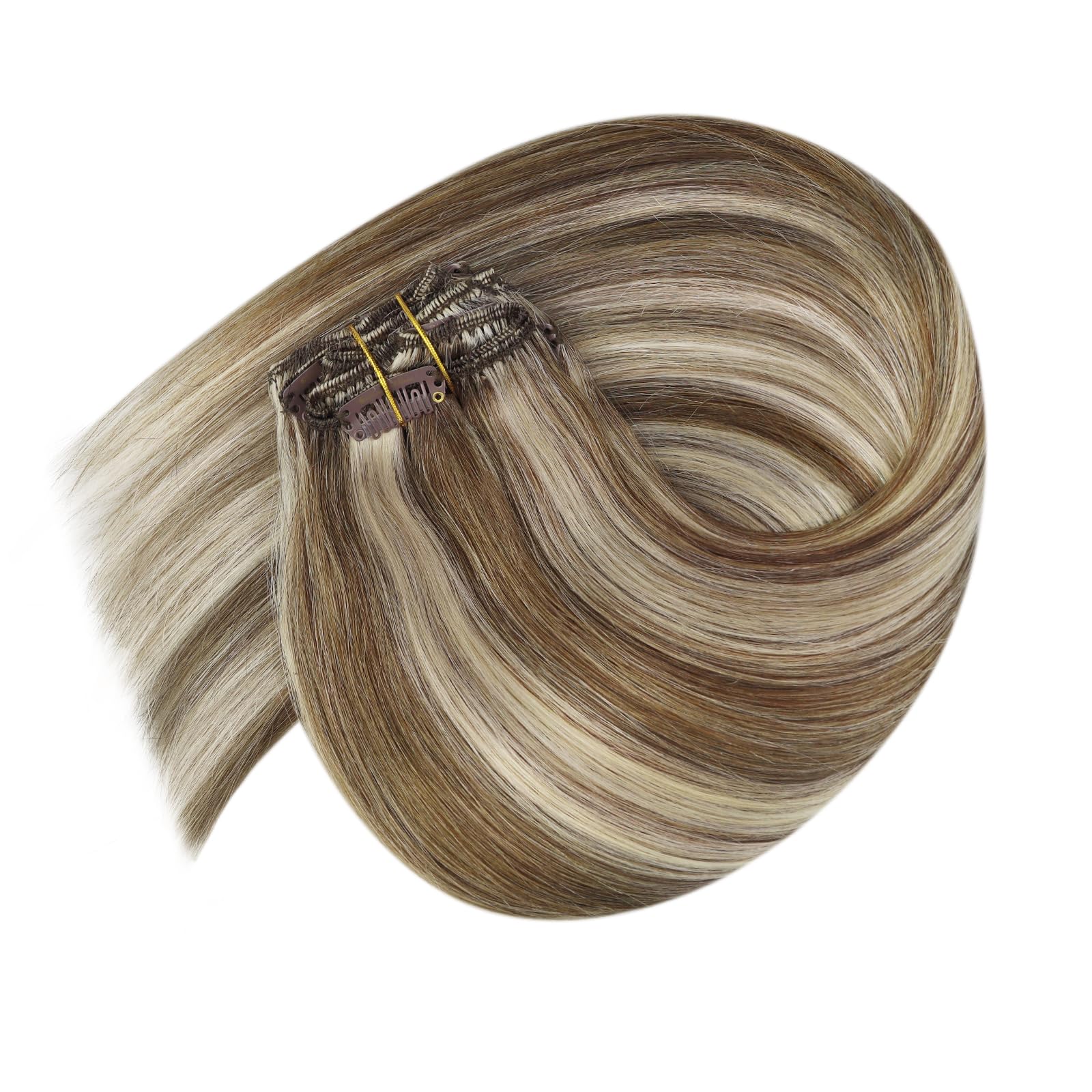 Foto 8 pulgar | Extensiones De Cabello Liso Con Clip, Cabello Humano Liso, 40 Cm - Venta Internacional.