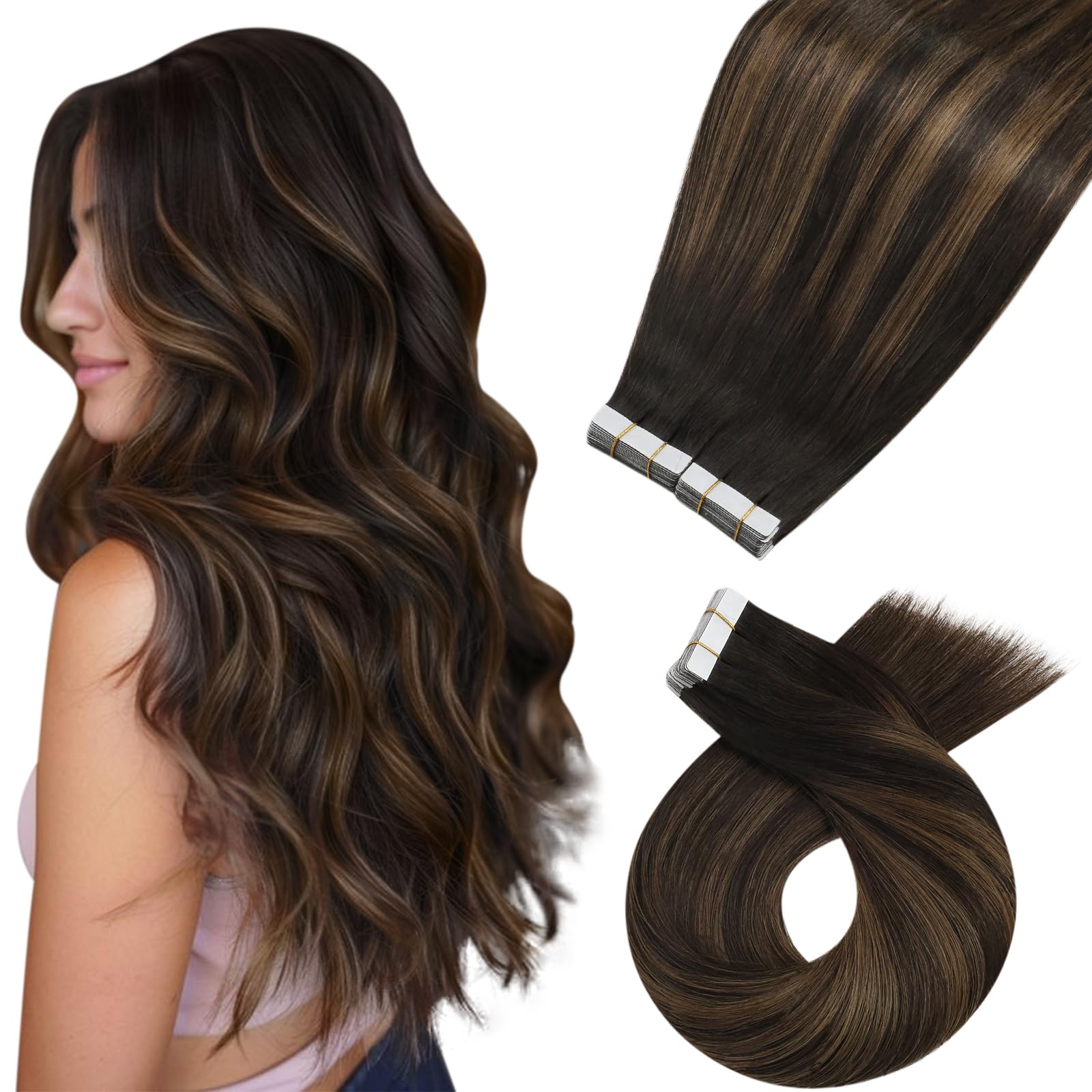 Foto 2 pulgar | Extensiones De Cabello Humano Marrón Con Cinta Adhesiva Moresoo Ombre, 30 Cm - Venta Internacional.