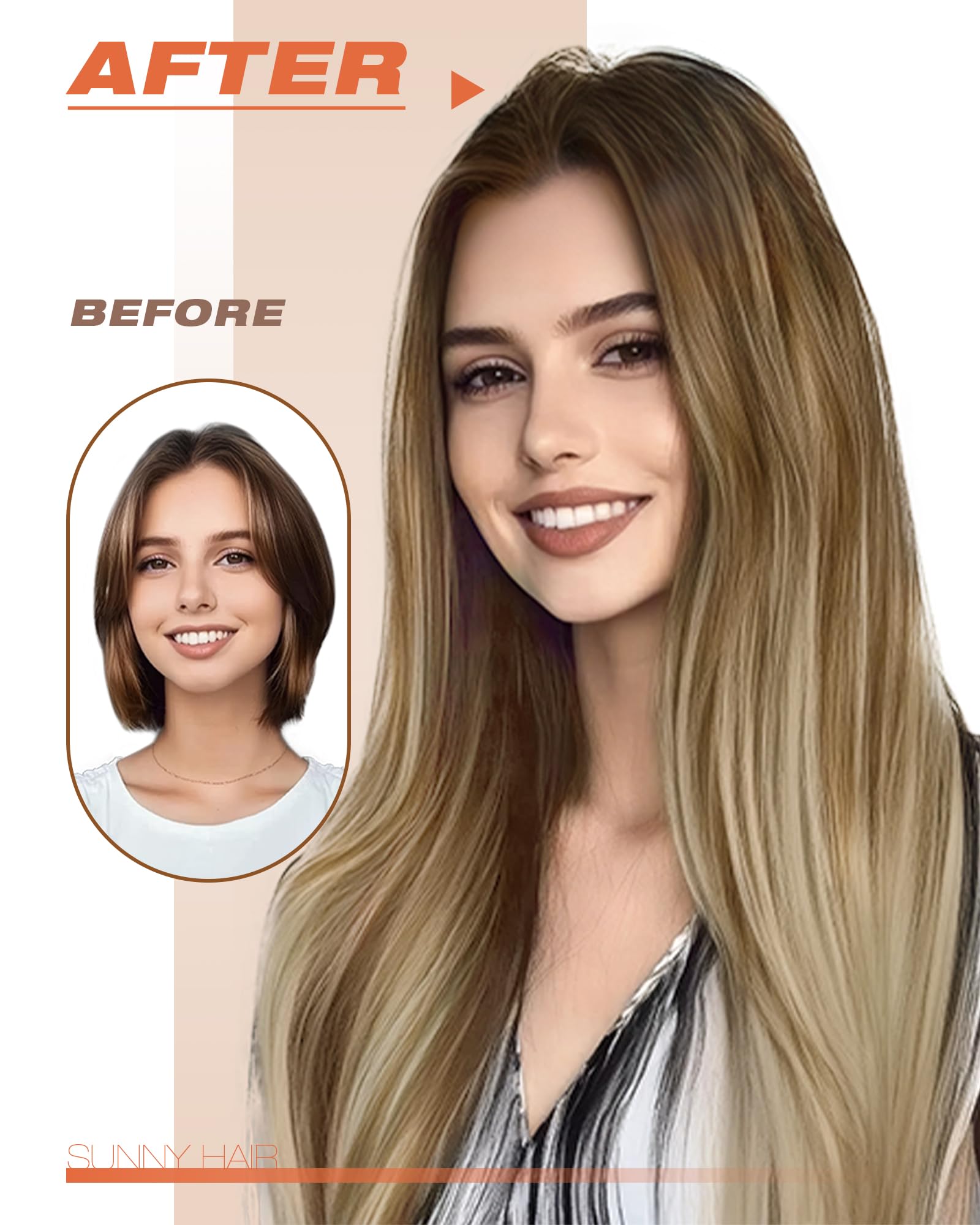 Foto 7 pulgar | Extensiones De Cabello Humano Real Sunny Clip In, 35 Cm, Negro Degradado - Venta Internacional.