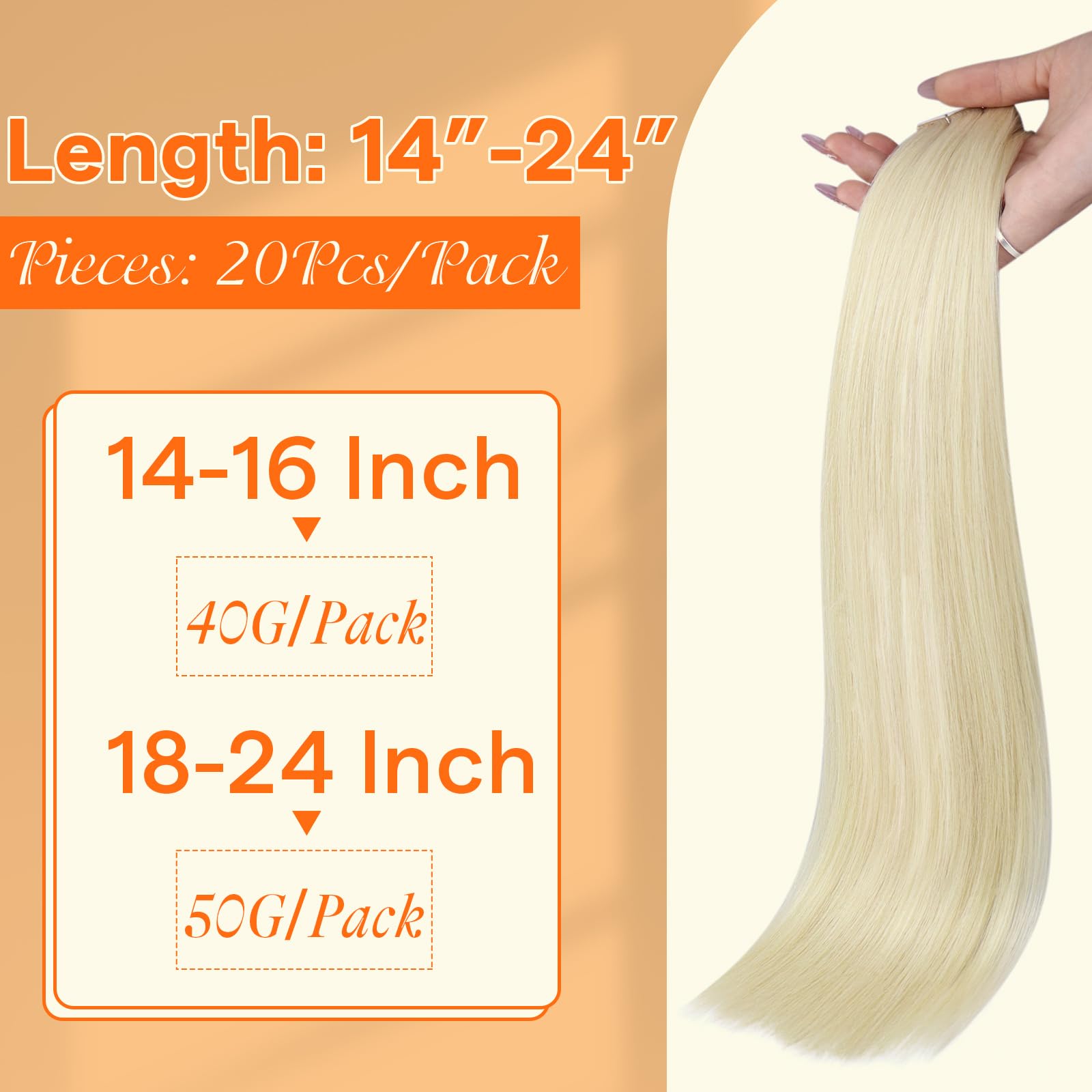 Foto 3 pulgar | Extensiones De Cabello Humano Con Cinta Adhesiva, Color 60, Rubio, 24 Pulgadas - Venta Internacional.