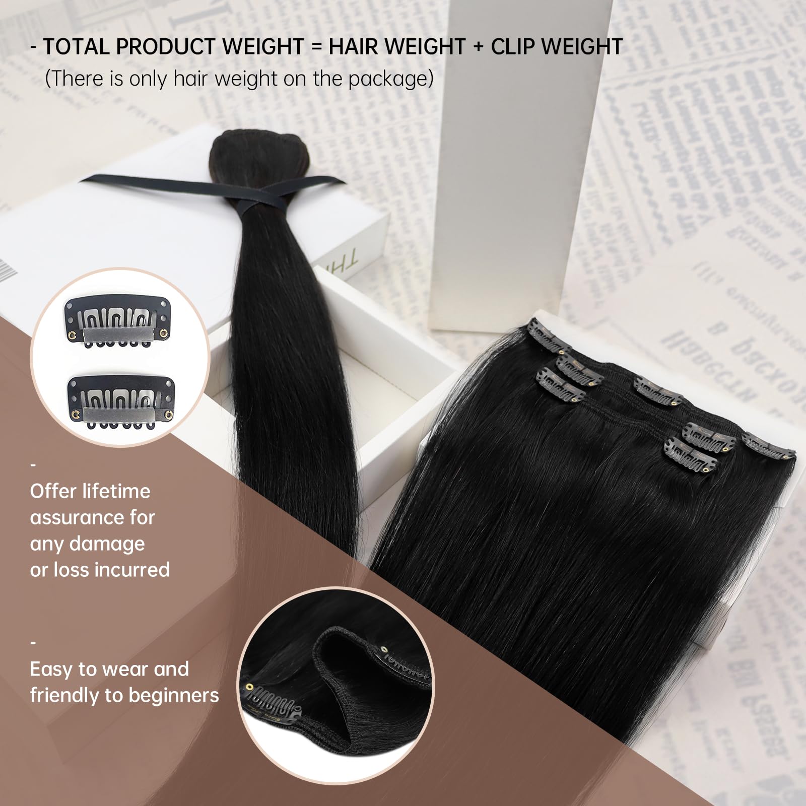 Foto 3 pulgar | Extensiones De Cabello Sunny Hair Pinza En Cabello Humano Liso De 18 Cm - Venta Internacional.