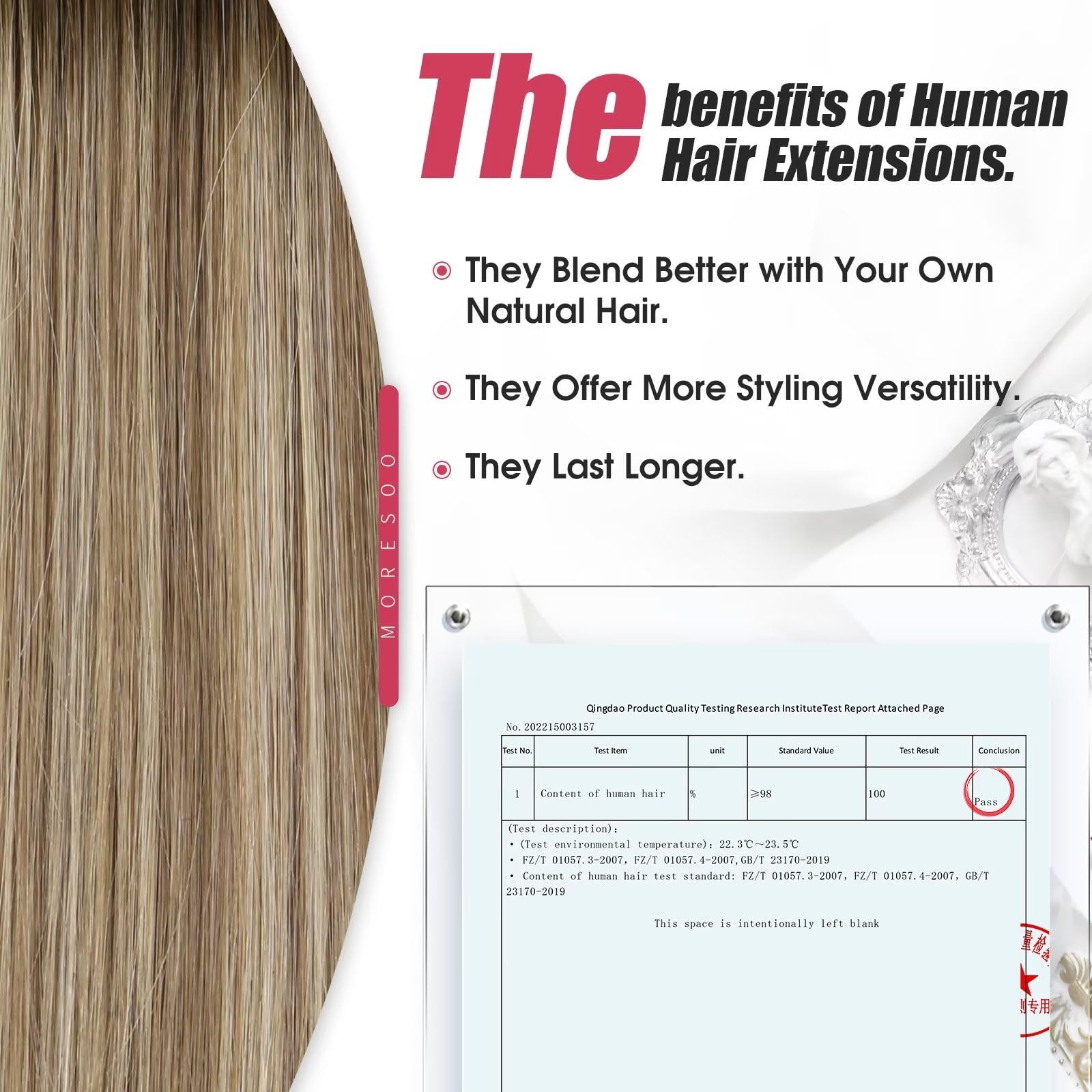 Foto 4 pulgar | Extensiones De Cabello Con Cinta Adhesiva Moresoo Balayage Marrón/castaño Claro - Venta Internacional.