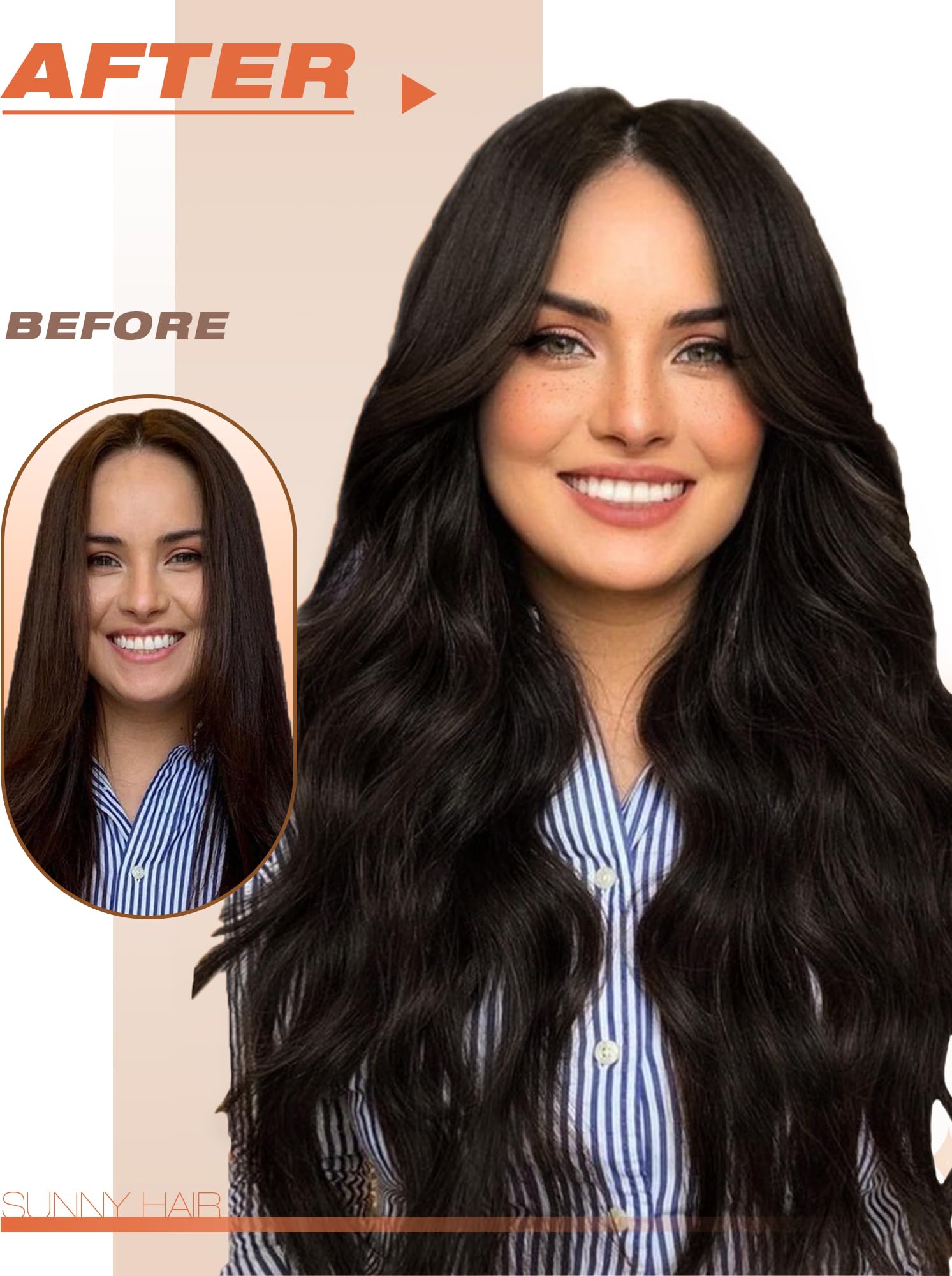 Foto 7 pulgar | Extensiones De Cabello Sunny Hair Tape En Cabello Humano Castaño De 22 Pulgadas - Venta Internacional.