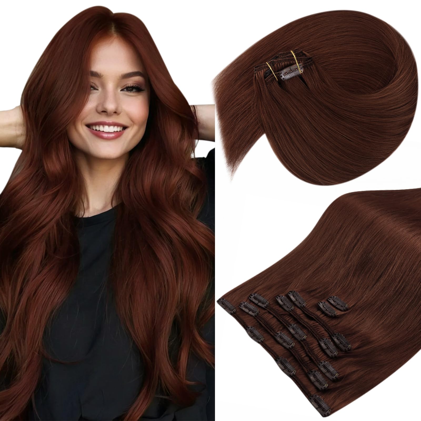Foto 2 pulgar | Extensiones De Cabello Liso Con Clip, Cabello Humano Liso, 40 Cm - Venta Internacional.