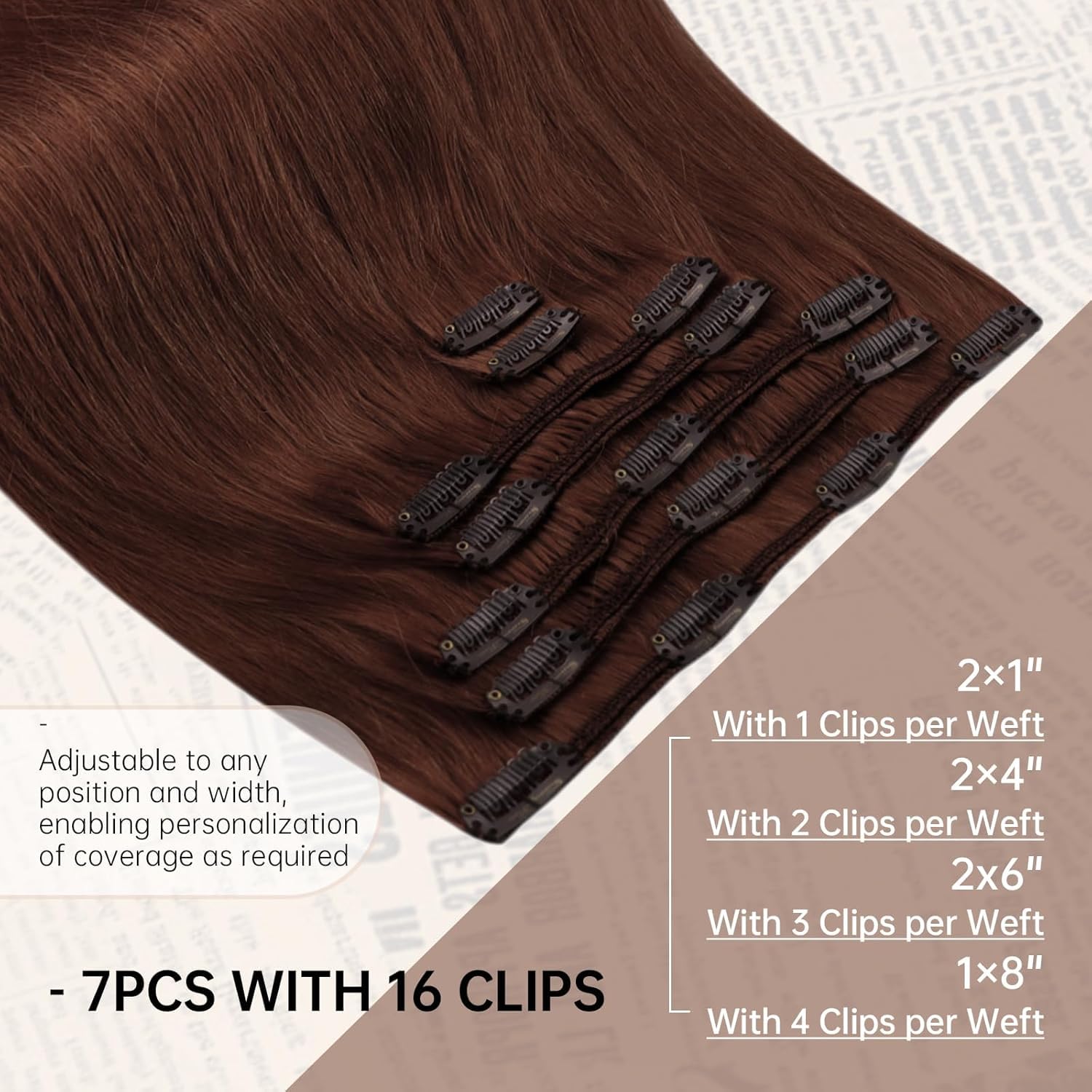 Foto 4 pulgar | Extensiones De Cabello Liso Con Clip, Cabello Humano Liso, 40 Cm - Venta Internacional.
