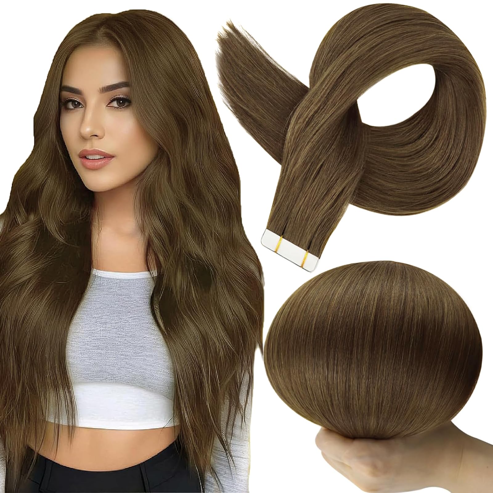 Foto 2 pulgar | Extensiones De Cabello Full Shine Tape En Color 3, Marrón, 50 G, 20 Cm - Venta Internacional.