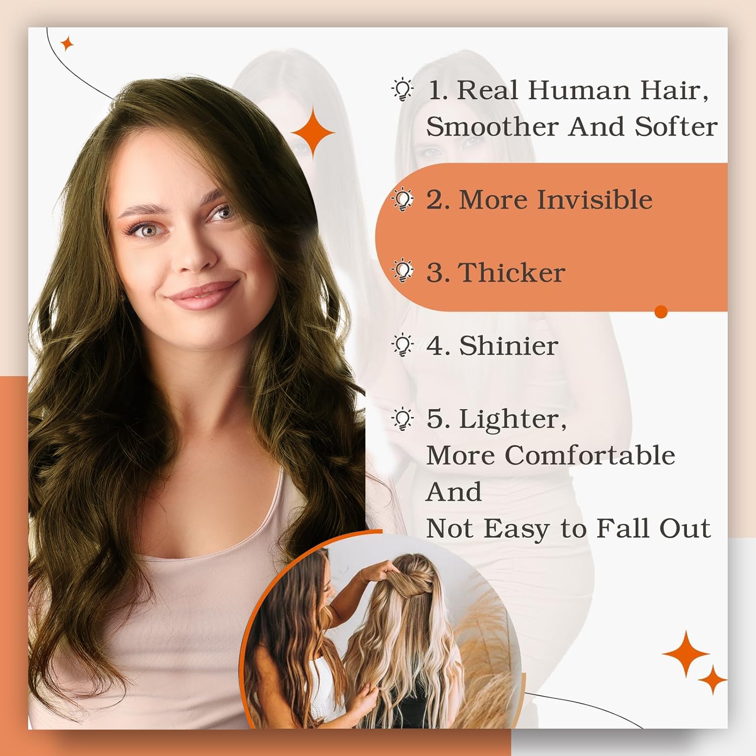 Foto 6 pulgar | Extensiones De Cabello Full Shine Tape En Color 3, Marrón, 50 G, 20 Cm - Venta Internacional.