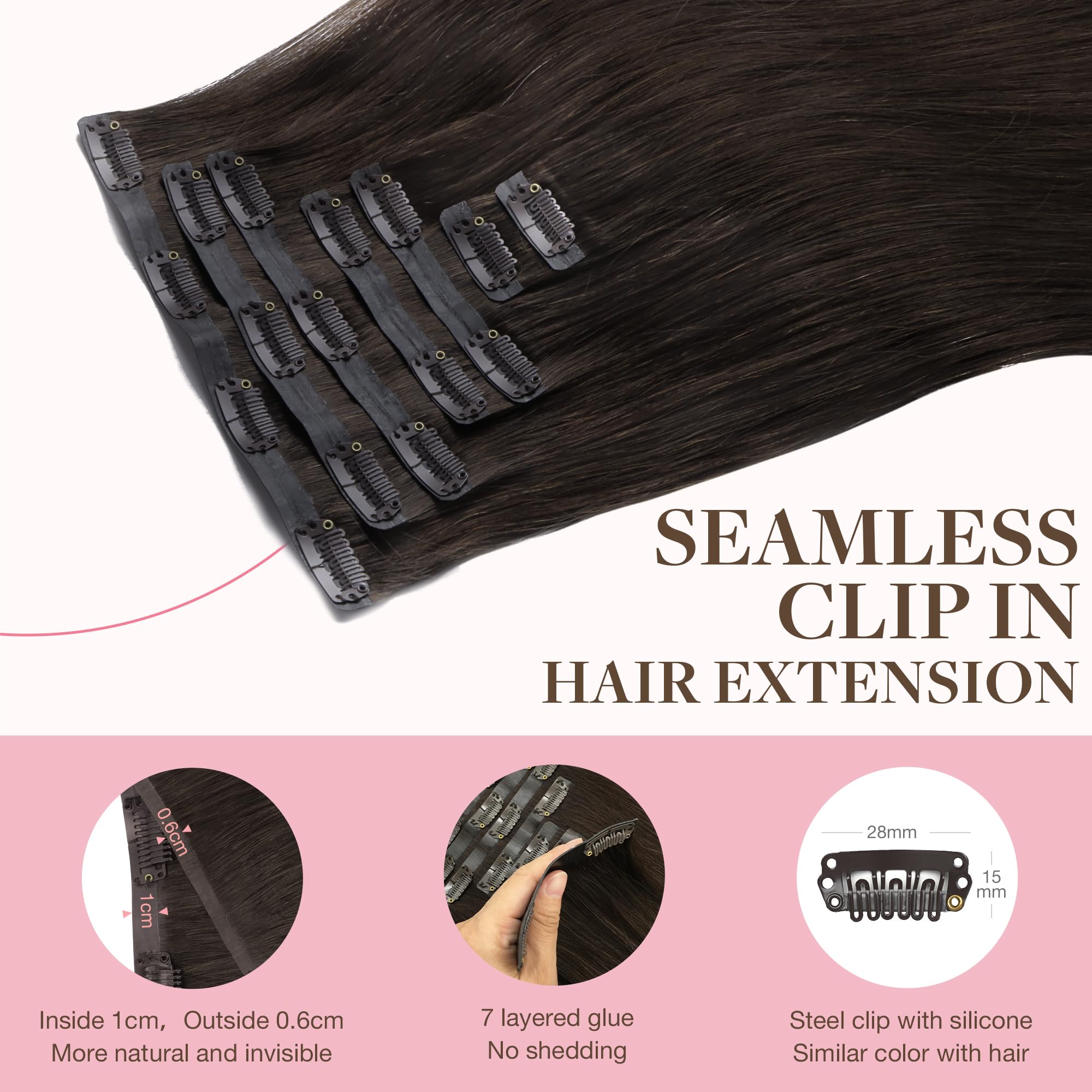 Foto 4 pulgar | Extensiones De Cabello Goo Goo Clip, 16 Pulgadas, 110 G, 7 Piezas 2a, Color Marrón Claro - Venta Internacional.