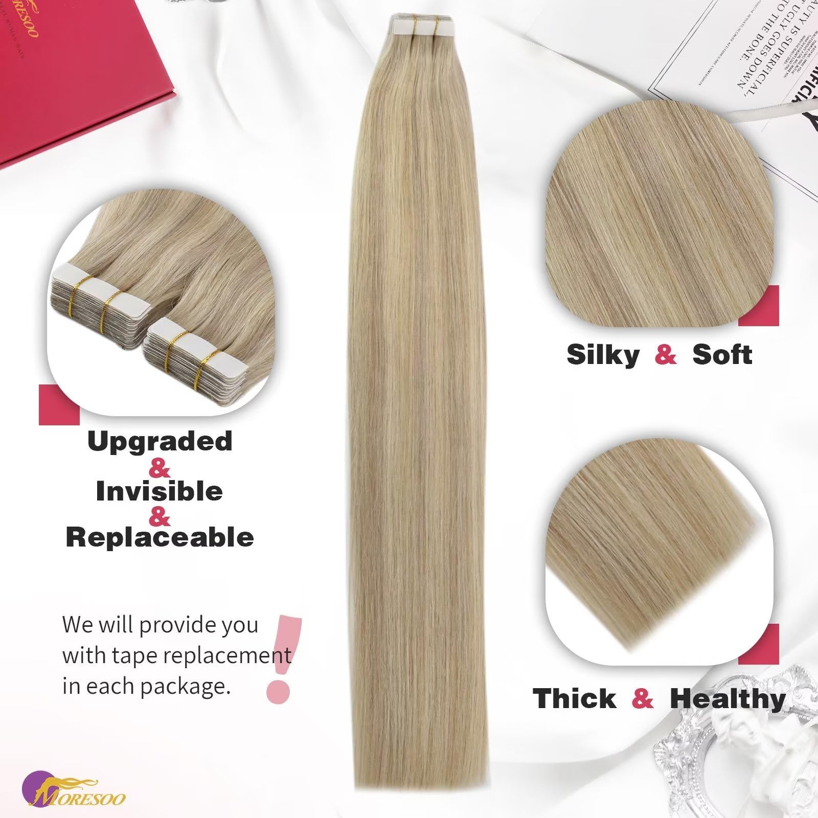 Foto 2 | Extensiones De Cabello Humano Real Moresoo, Rubio Ceniza - Venta Internacional.