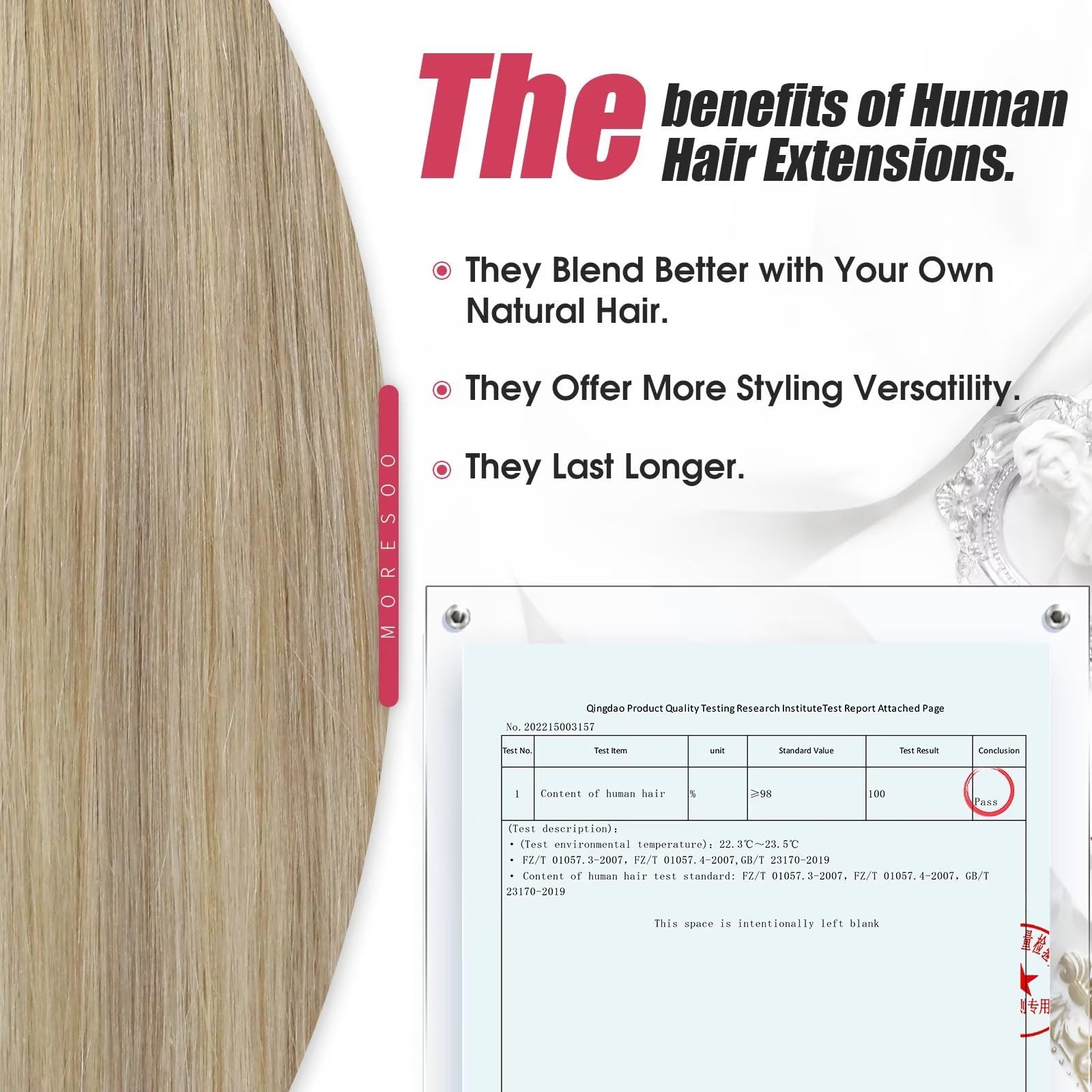 Foto 4 pulgar | Extensiones De Cabello Humano Real Moresoo, Rubio Ceniza - Venta Internacional.