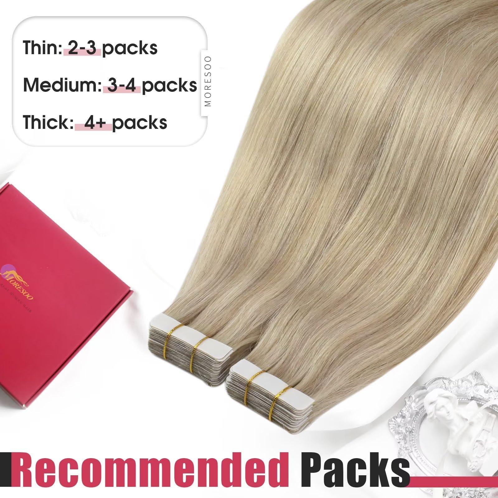 Foto 7 | Extensiones De Cabello Humano Real Moresoo, Rubio Ceniza - Venta Internacional.