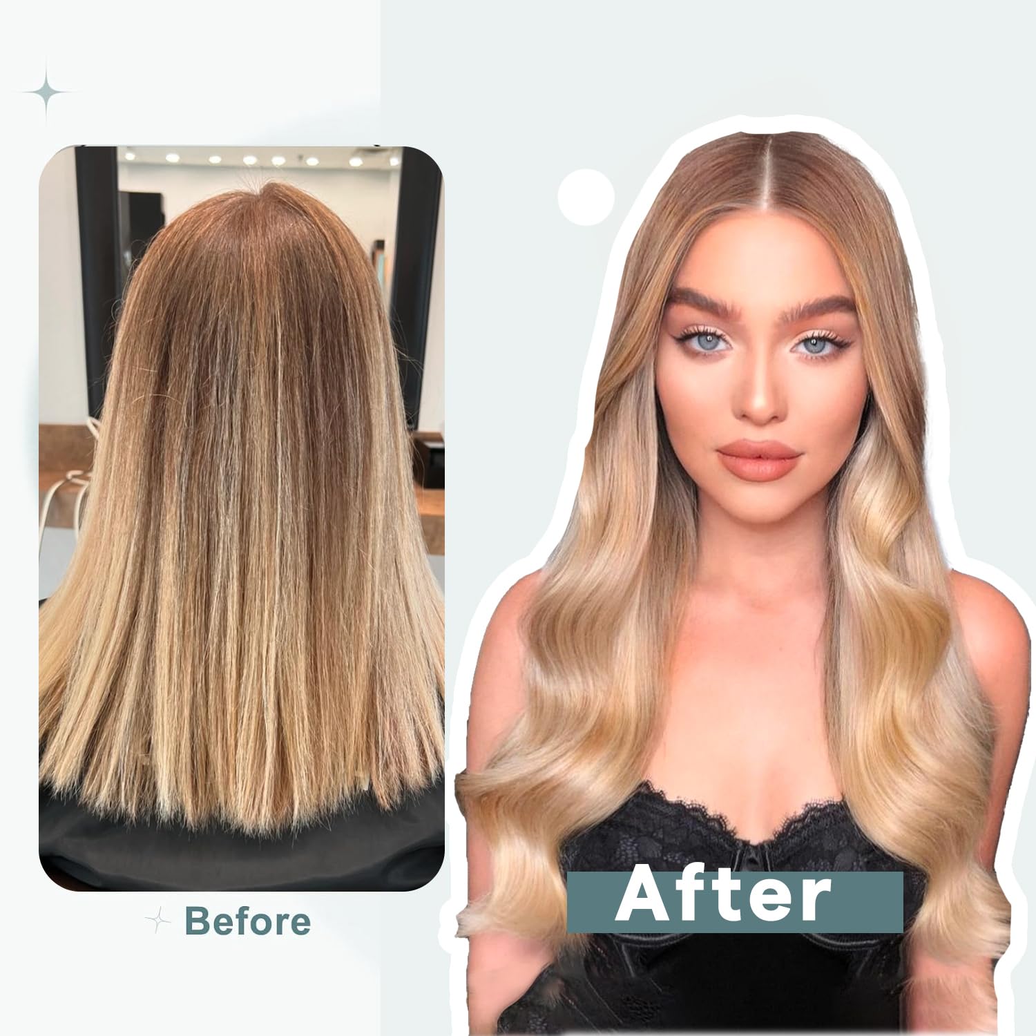 Foto 2 | Extensiones De Cabello Full Shine Clips En Degradado, Marrón Dorado A Rubio - Venta Internacional.
