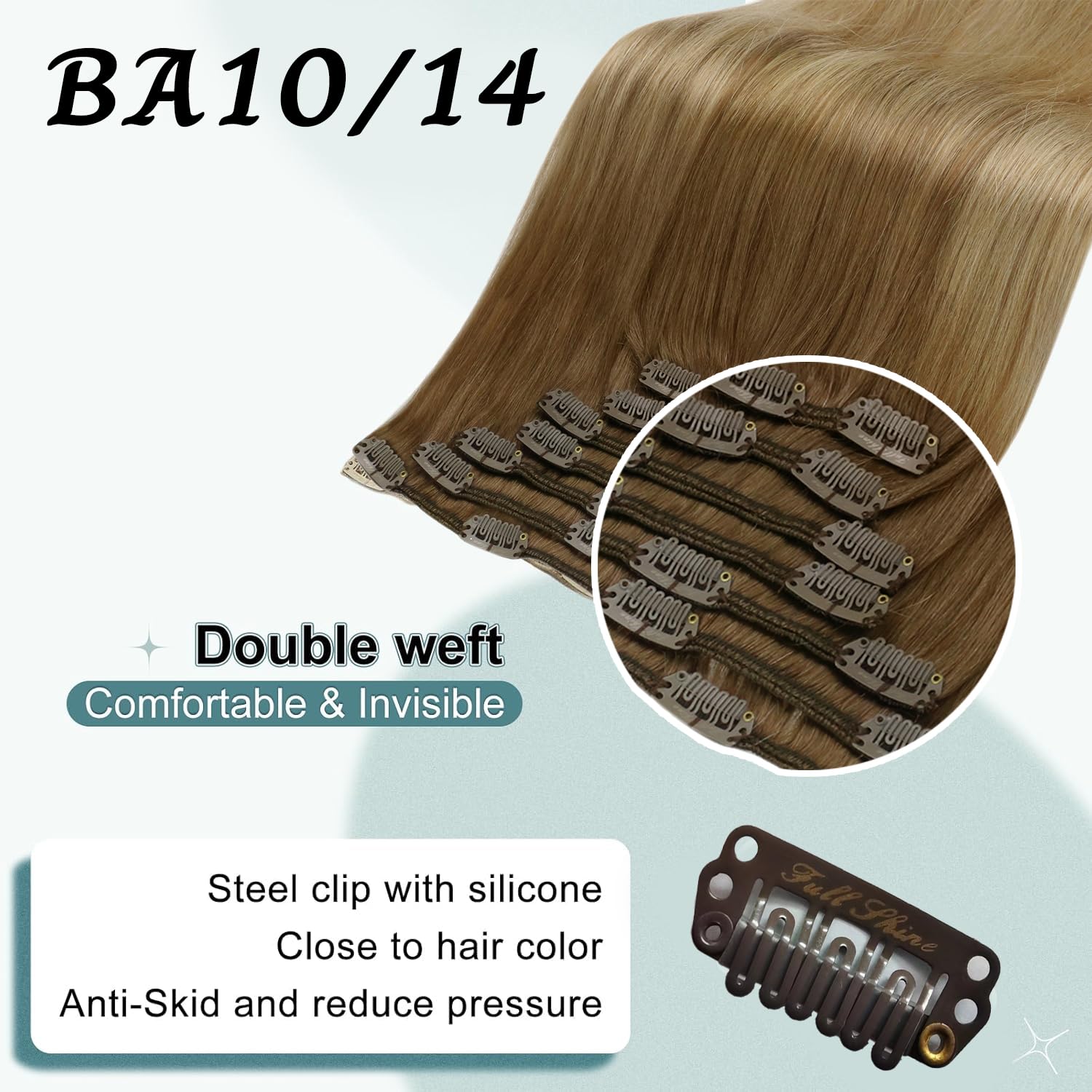 Foto 4 pulgar | Extensiones De Cabello Full Shine Clips En Degradado, Marrón Dorado A Rubio - Venta Internacional.