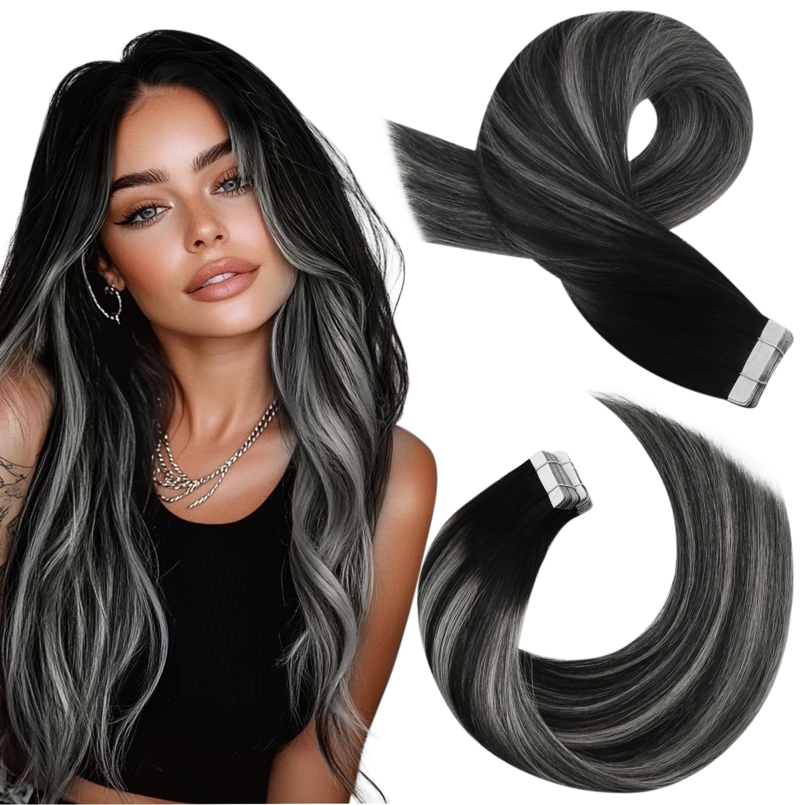 Foto 2 pulgar | Extensiones De Cabello Moresoo Tape En Plata Balayage 35 Cm 50 G - Venta Internacional.