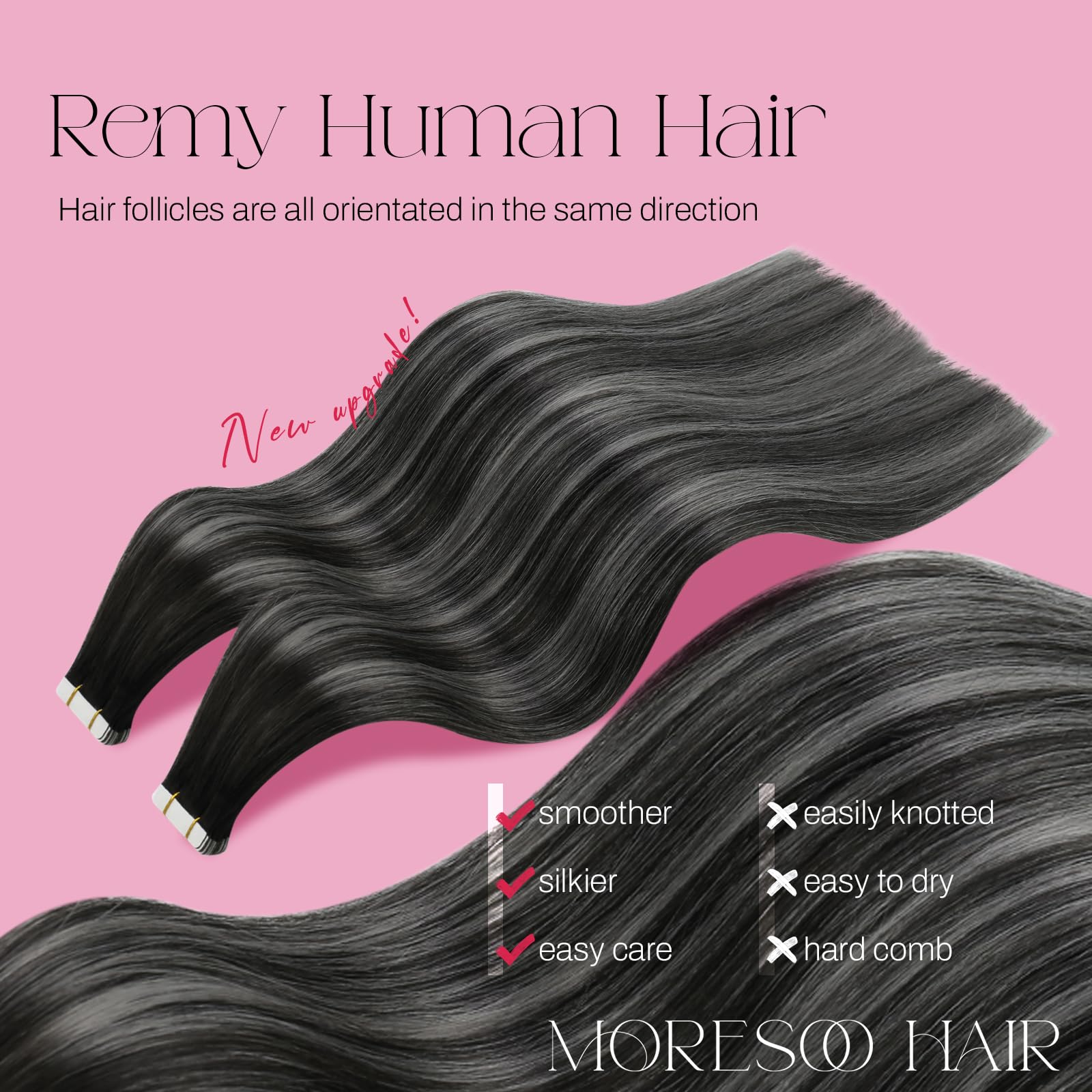 Foto 2 | Extensiones De Cabello Moresoo Tape En Plata Balayage 35 Cm 50 G - Venta Internacional.