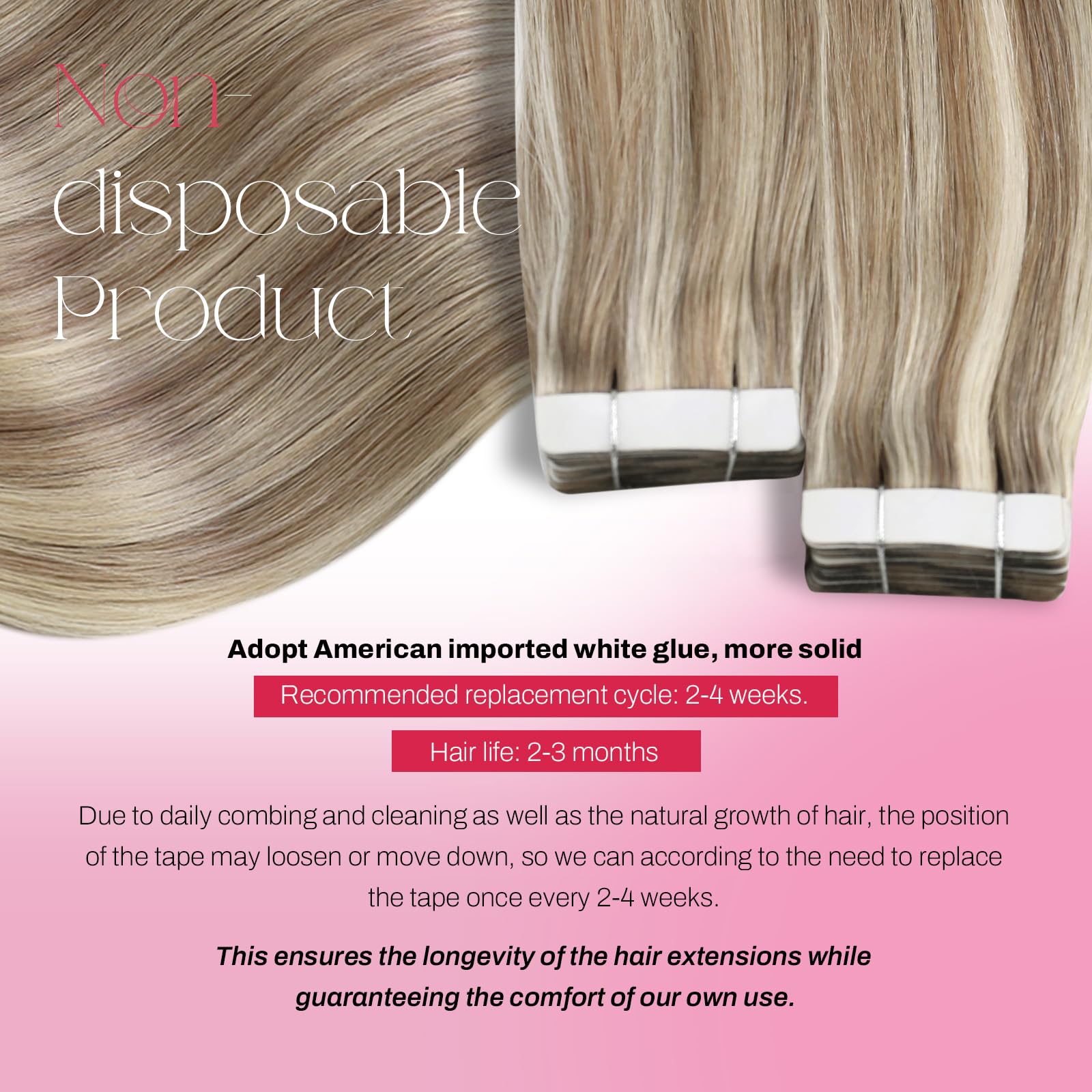 Foto 4 pulgar | Extensiones De Cabello Humano Con Cinta Adhesiva Moresoo, 50 Cm, Marrón Claro Y Rubio - Venta Internacional.