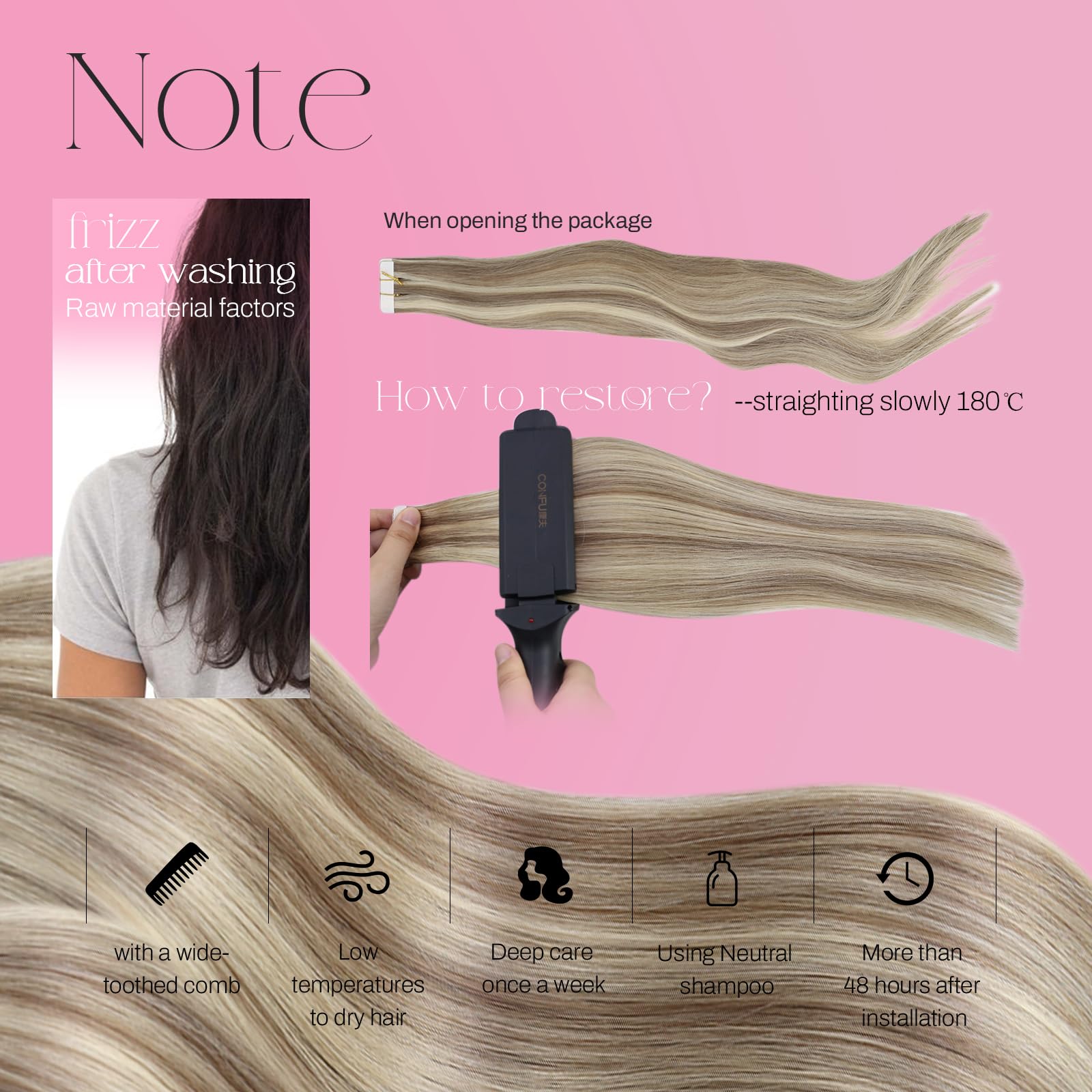 Foto 6 pulgar | Extensiones De Cabello Humano Con Cinta Adhesiva Moresoo, 50 Cm, Marrón Claro Y Rubio - Venta Internacional.