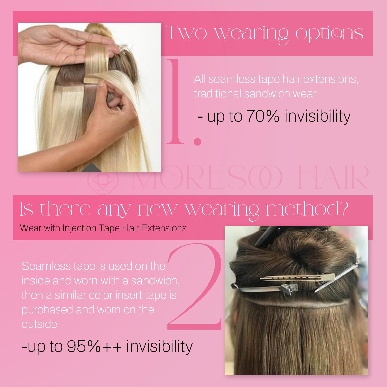 Foto 7 pulgar | Extensiones De Cabello Humano Con Cinta Adhesiva Moresoo, 50 Cm, Marrón Claro Y Rubio - Venta Internacional.