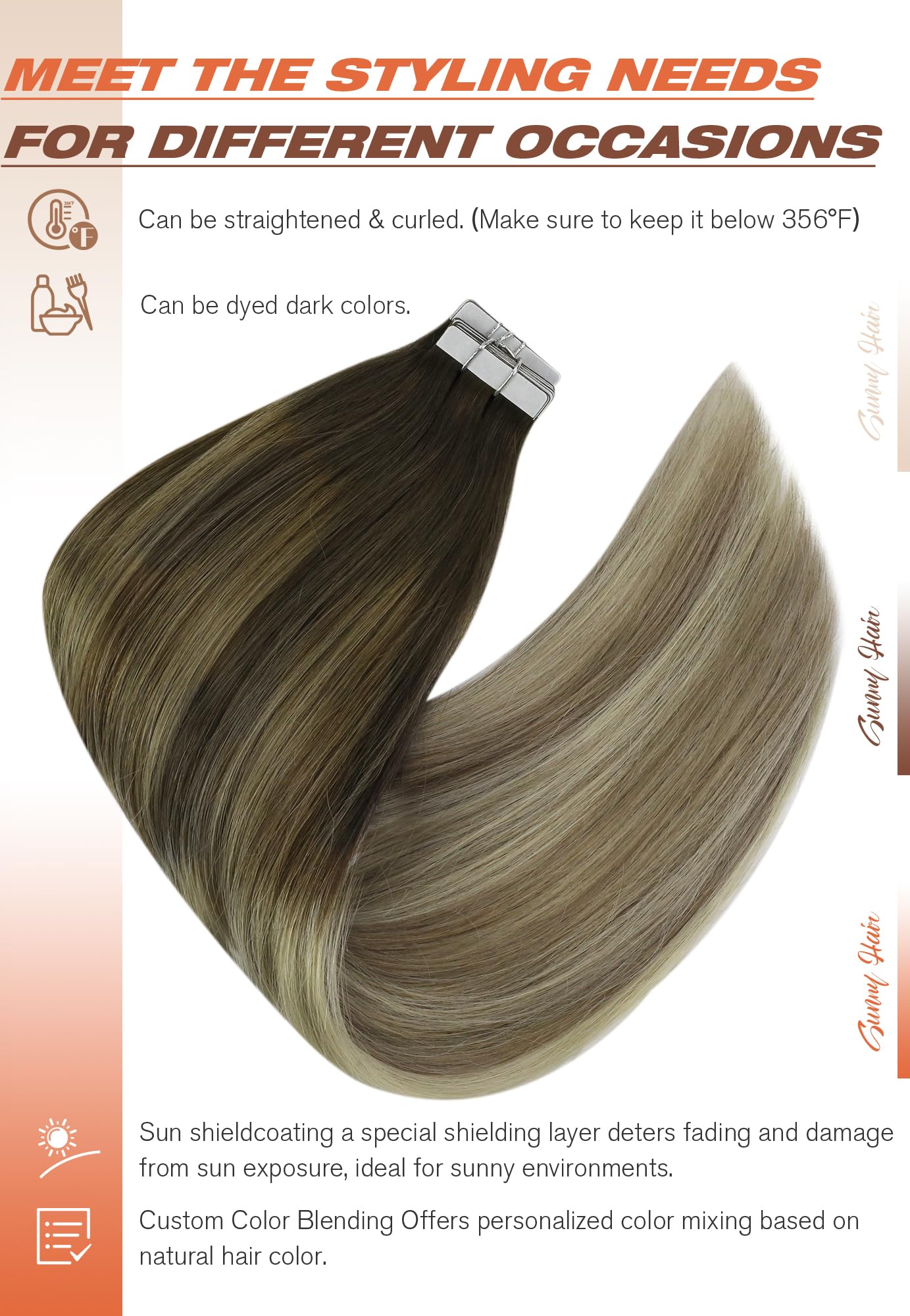 Foto 5 pulgar | Extensiones De Pelo Sunny Hair Ombre Human Hair, 45 Cm - Venta Internacional.