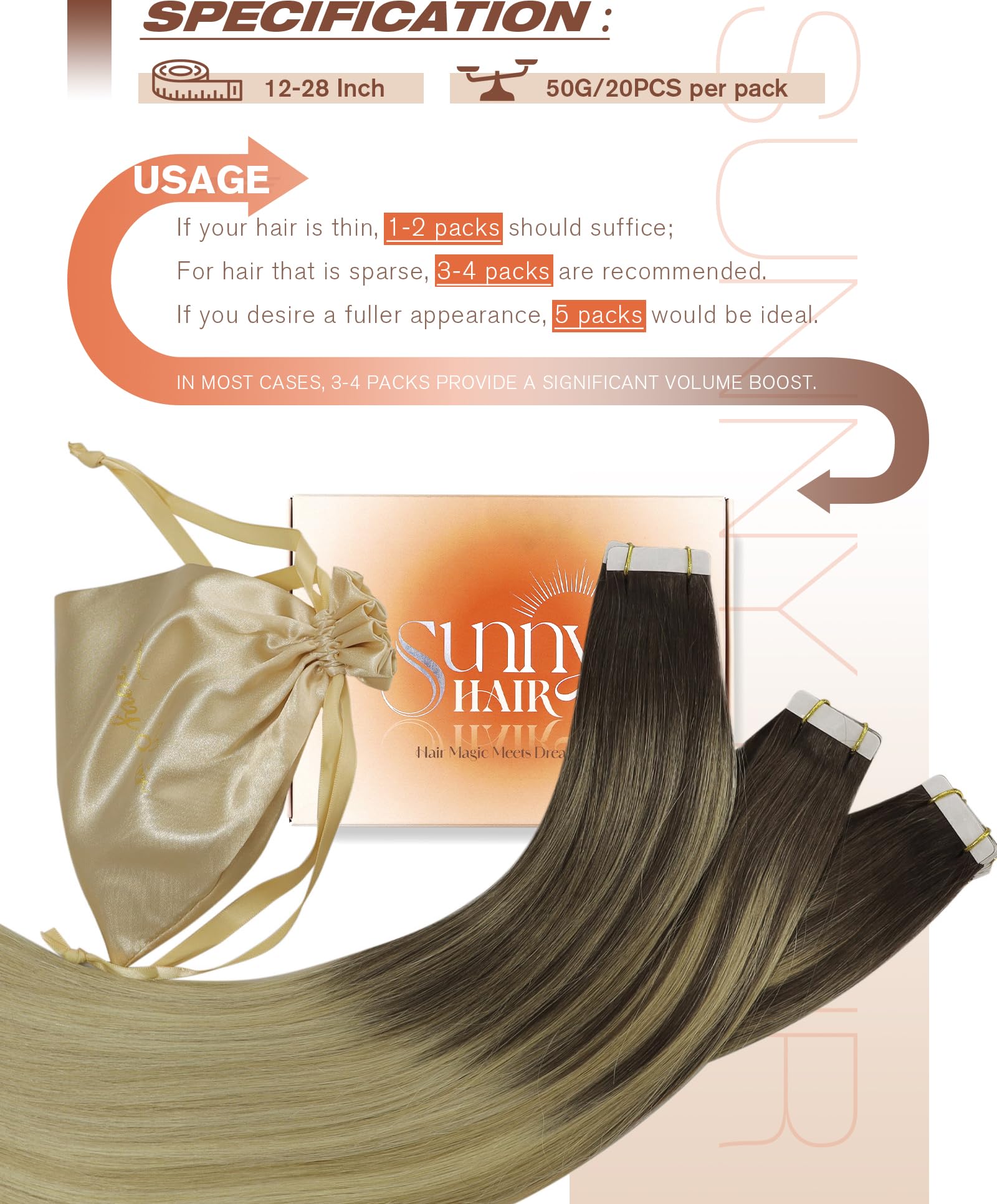 Foto 6 pulgar | Extensiones De Pelo Sunny Hair Ombre Human Hair, 45 Cm - Venta Internacional.