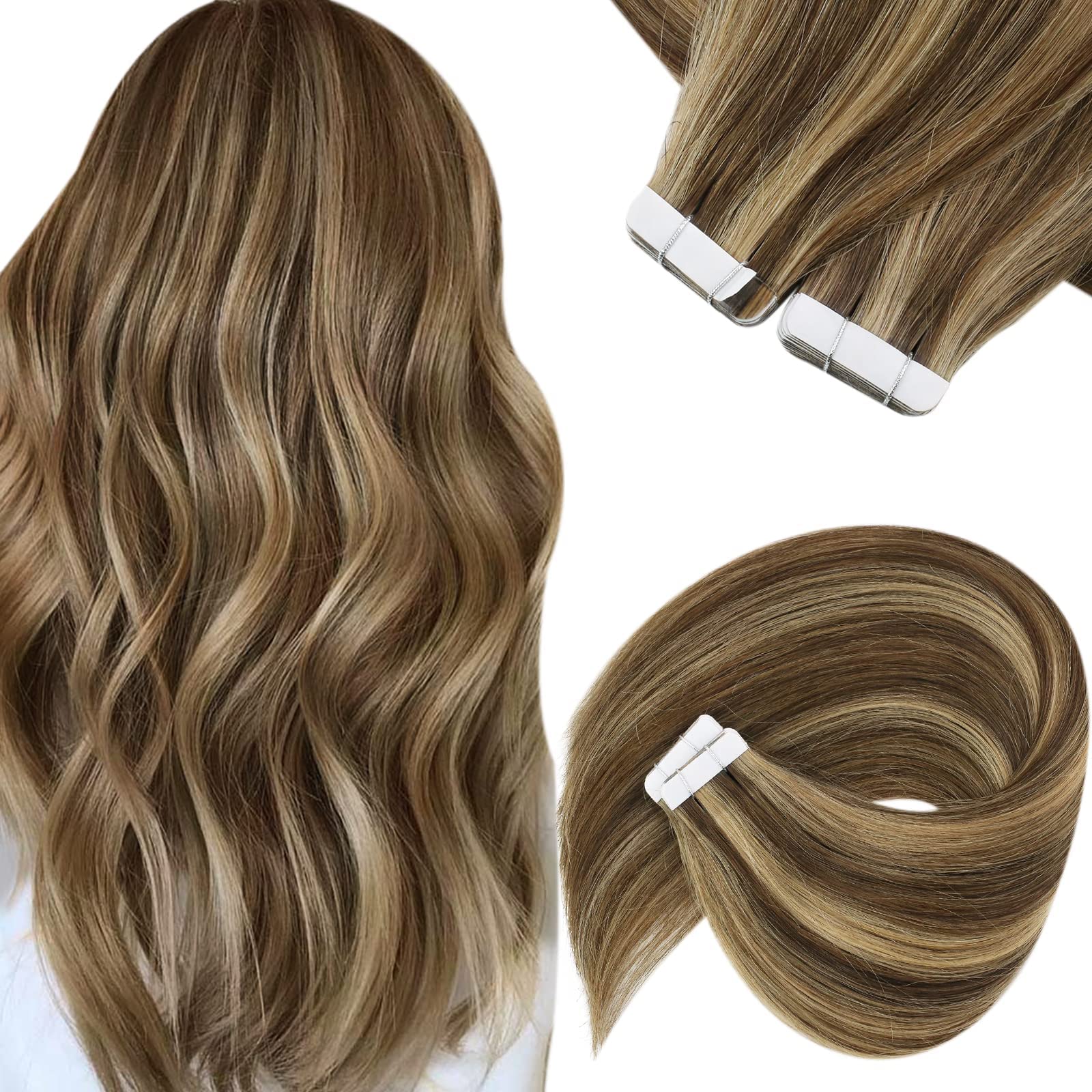 Foto 2 pulgar | Extensiones De Cabello Sunny Brown Tape Human Hair 50 G 18 Cm - Venta Internacional.