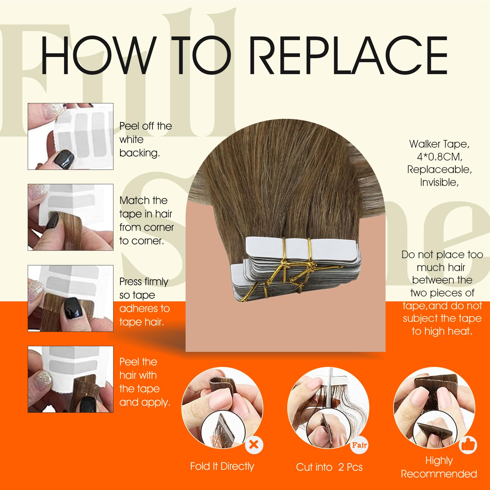 Foto 5 | Extensiones De Pelo Con Cinta Adhesiva Full Shine, 14 Cm, 50 G, 20 Unidades, 6 Castañas - Venta Internacional.