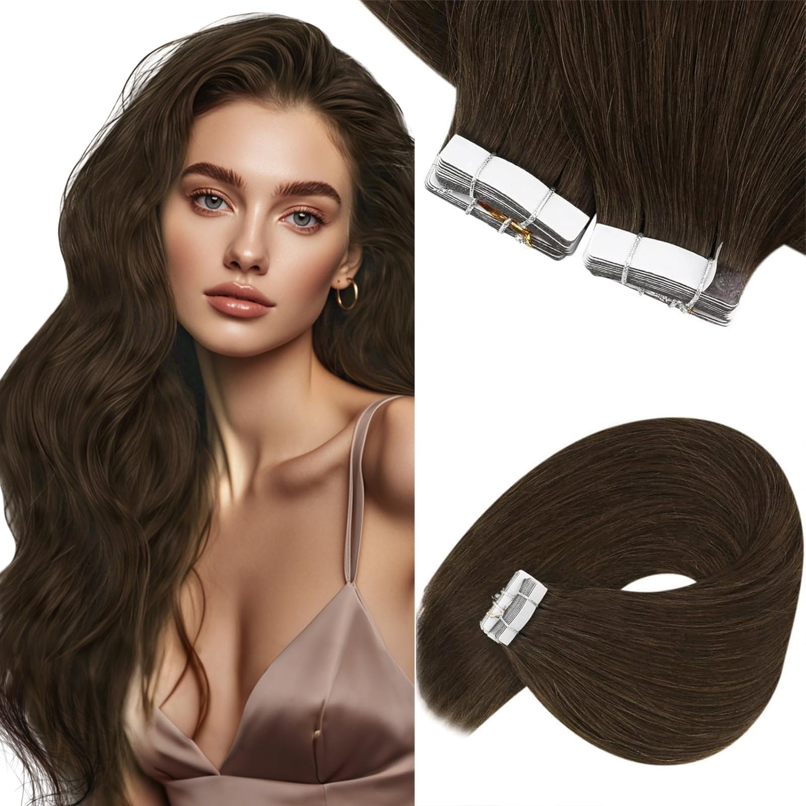 Foto 2 pulgar | Extensiones De Cabello Liso Con Cinta Adhesiva, Cabello Humano Liso, 14 Cm - Venta Internacional.