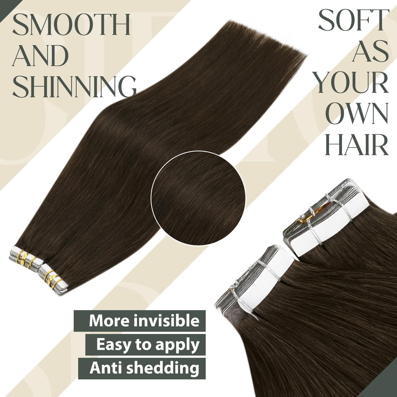 Foto 3 pulgar | Extensiones De Cabello Liso Con Cinta Adhesiva, Cabello Humano Liso, 14 Cm - Venta Internacional.