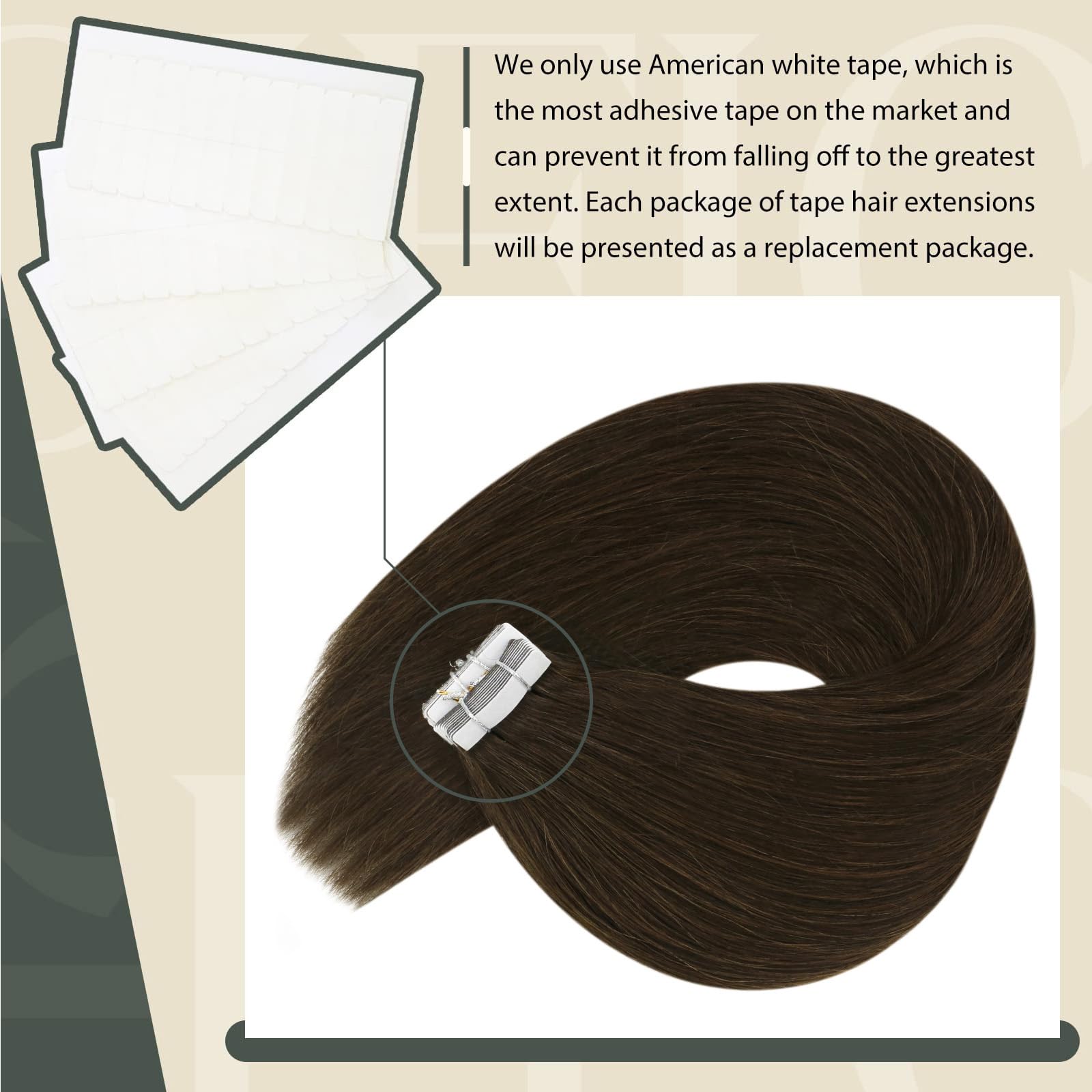 Foto 3 | Extensiones De Cabello Liso Con Cinta Adhesiva, Cabello Humano Liso, 14 Cm - Venta Internacional.