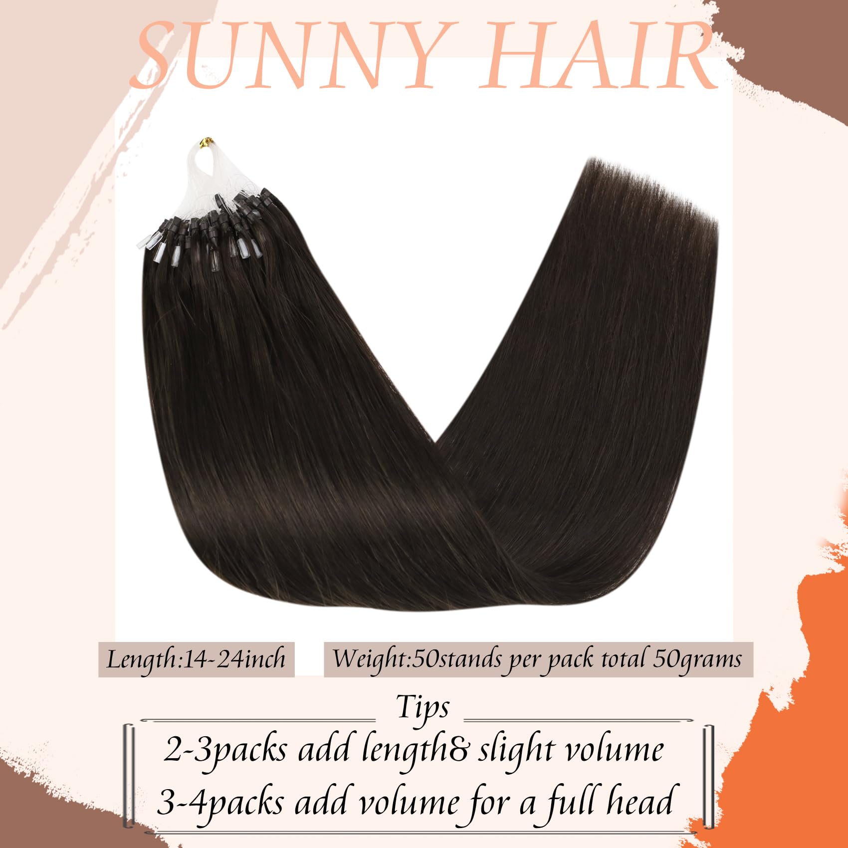 Foto 2 | Extensiones De Cabello Sunny Hair Micro Link Human Hair 22 Pulgadas 50 G - Venta Internacional.