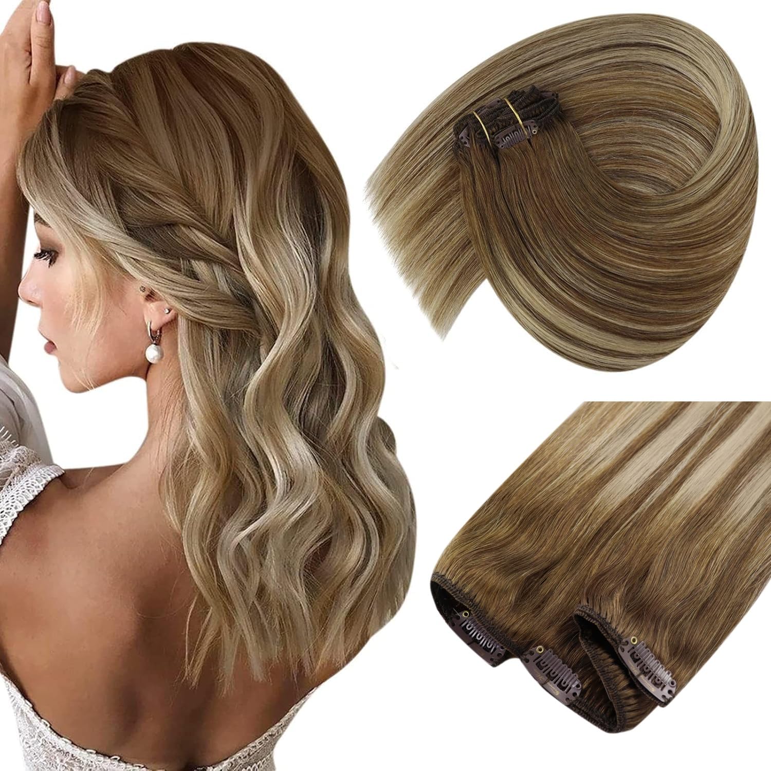 Foto 2 pulgar | Extensiones De Cabello Liso Con Clip, Cabello Humano Liso, 30 Cm - Venta Internacional.