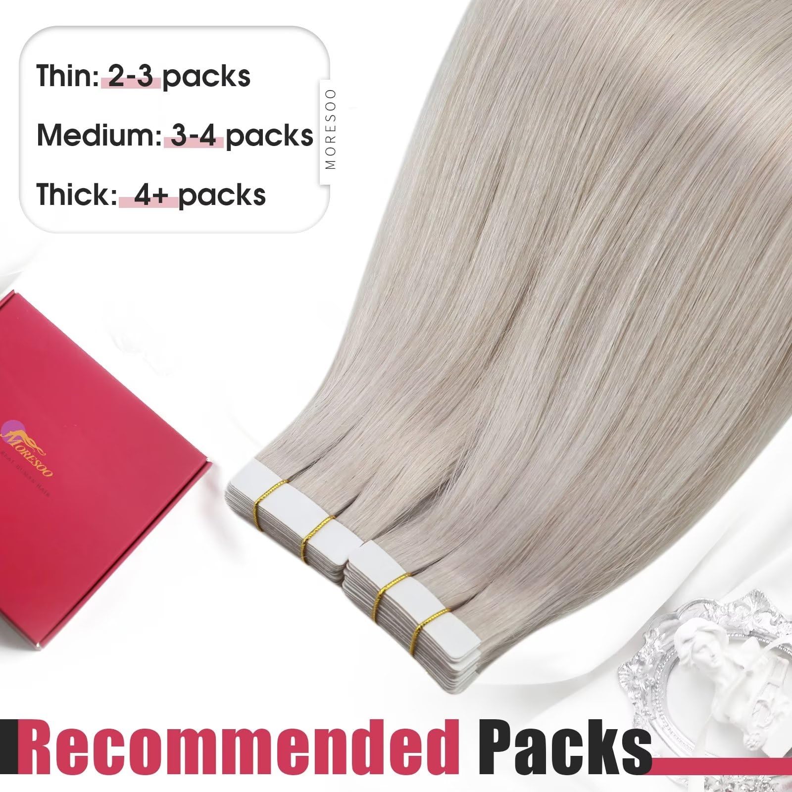 Foto 8 pulgar | Extensiones De Cabello Moresoo Blonde Tape En Cabello Humano De 40 Cm - Venta Internacional.
