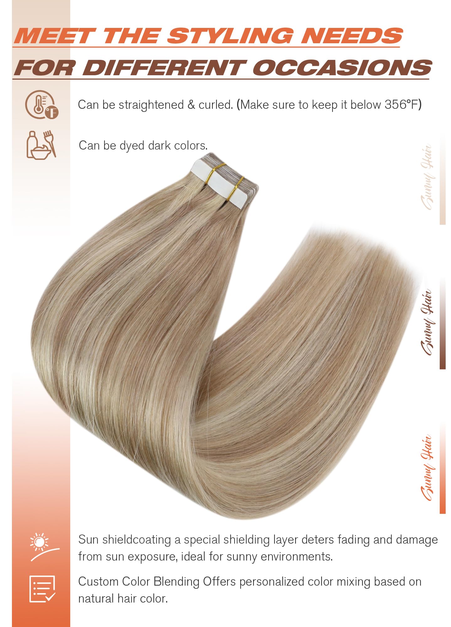 Foto 5 pulgar | Extensiones De Cabello Con Cinta Adhesiva, Cabello Soleado, Rubio Ceniza, Mechas - Venta Internacional.