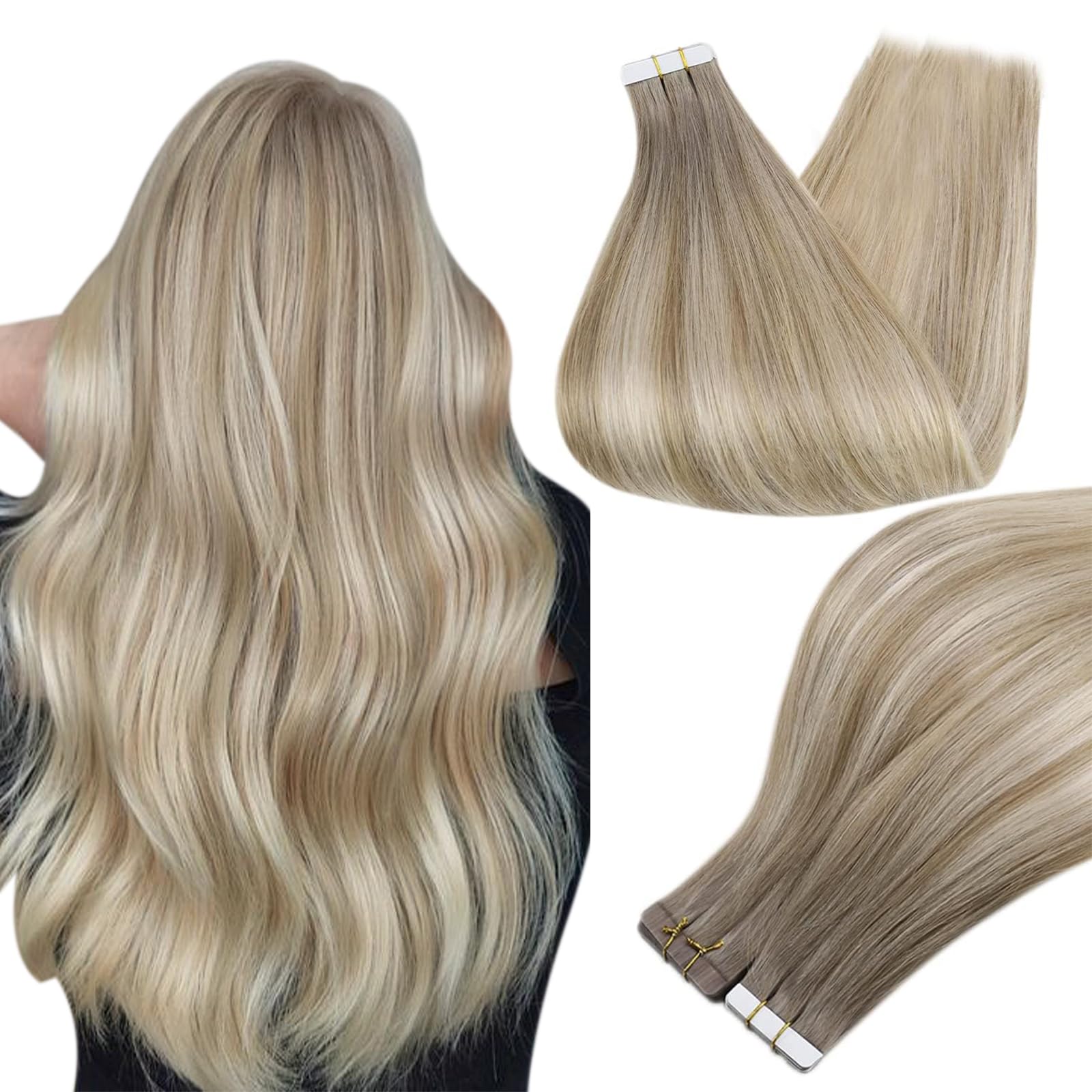 Foto 1 | Extensiones De Cabello Humano Real Con Cinta Adhesiva, Brillo Total, 18 Cm - Venta Internacional.