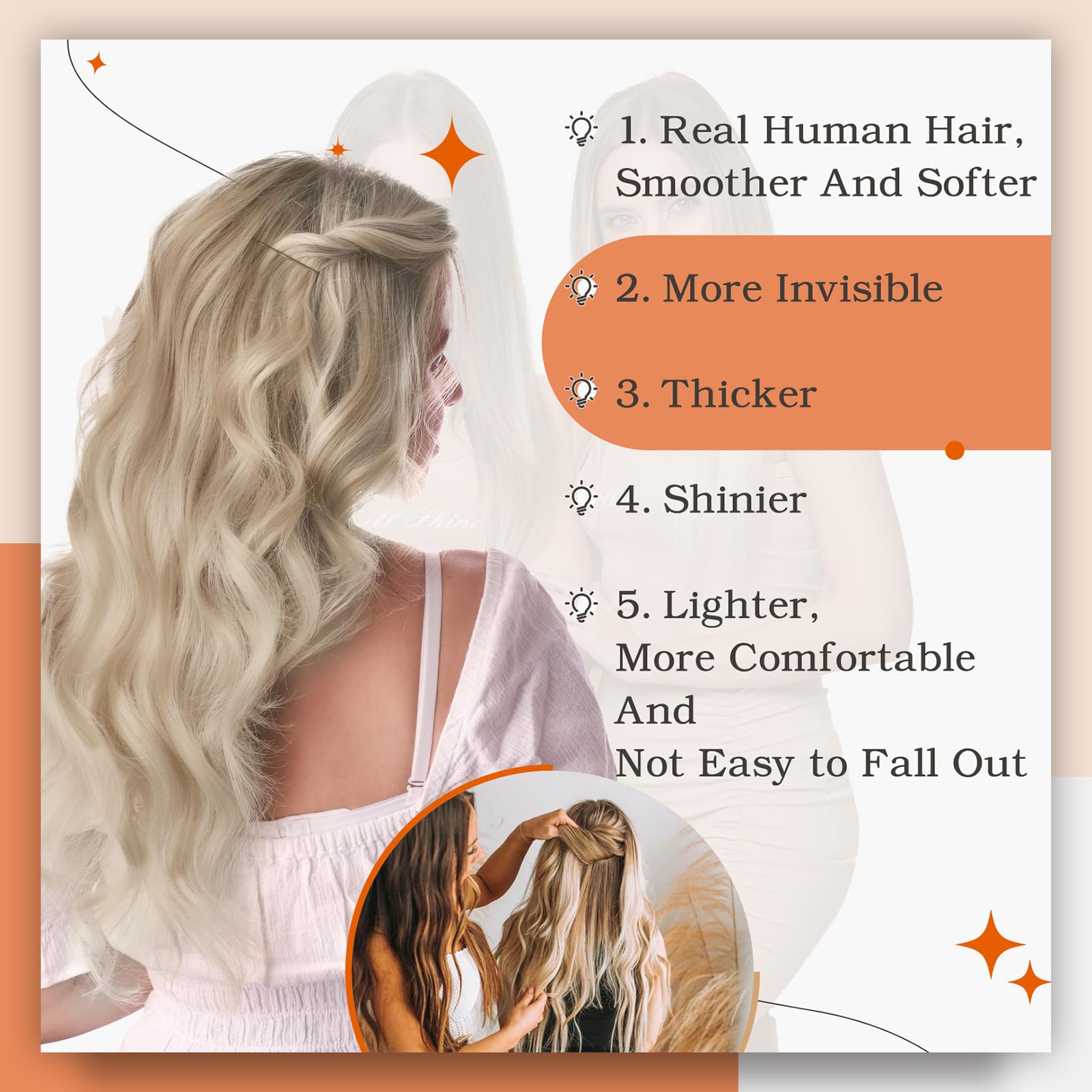 Foto 7 | Extensiones De Cabello Humano Real Con Cinta Adhesiva, Brillo Total, 18 Cm - Venta Internacional.