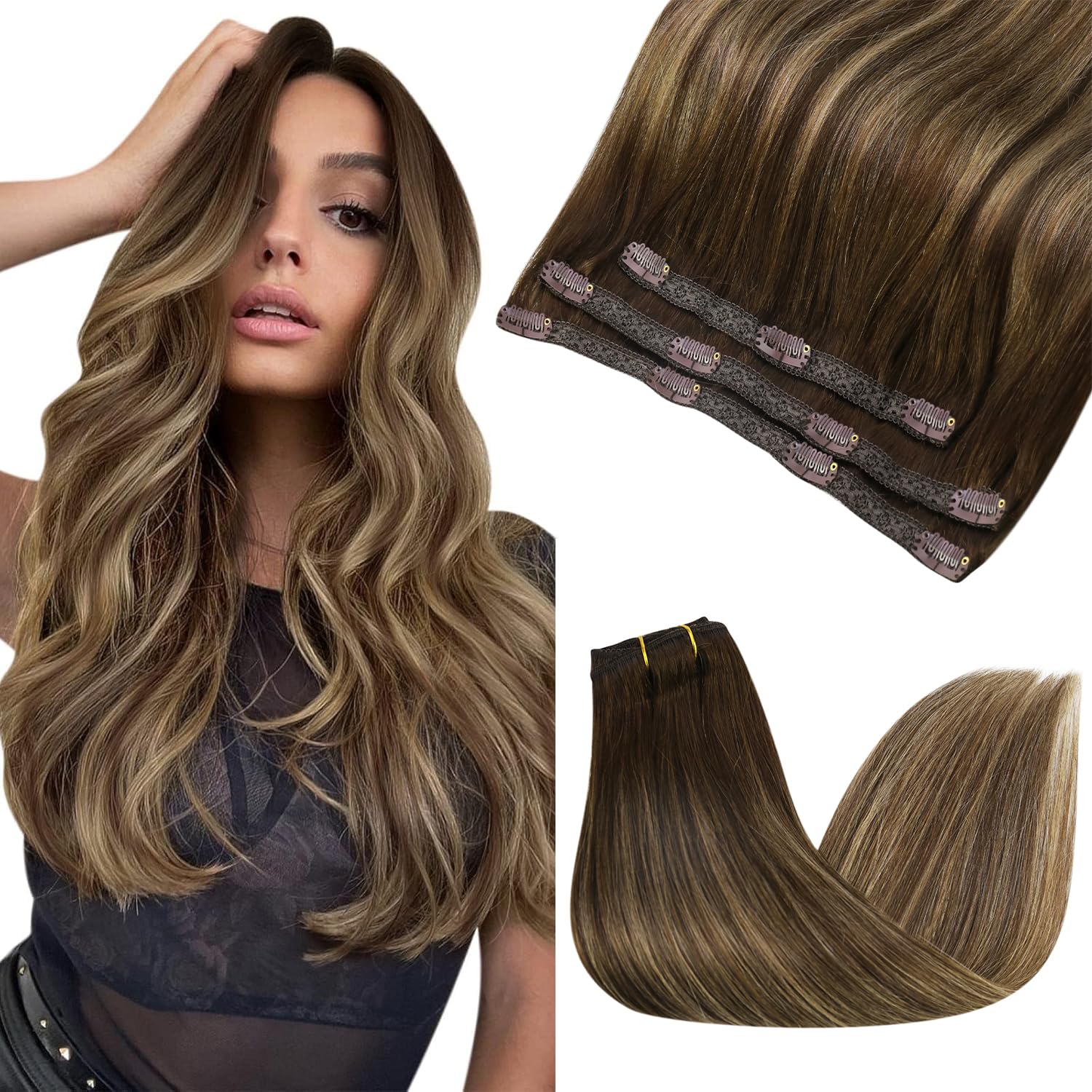 Foto 2 pulgar | Extensiones Con Forma De Pinza, Cabello Humano Liso Y Soleado - Venta Internacional.