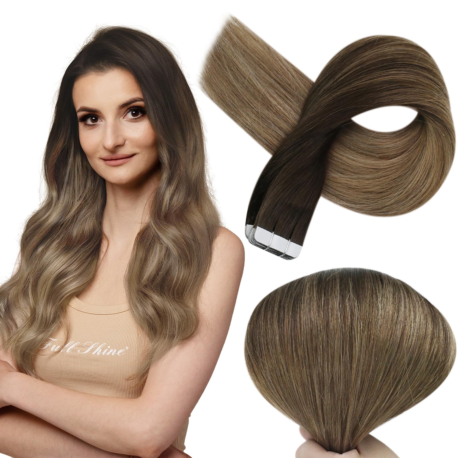 Foto 2 pulgar | Extensiones De Cabello Con Cinta Adhesiva Full Shine Balayage Human Hair - Venta Internacional.