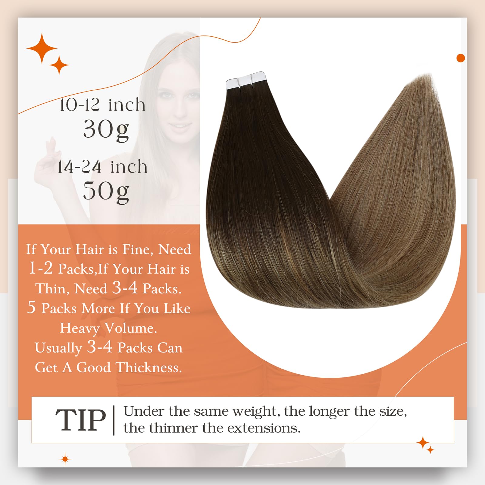 Foto 4 pulgar | Extensiones De Cabello Con Cinta Adhesiva Full Shine Balayage Human Hair - Venta Internacional.