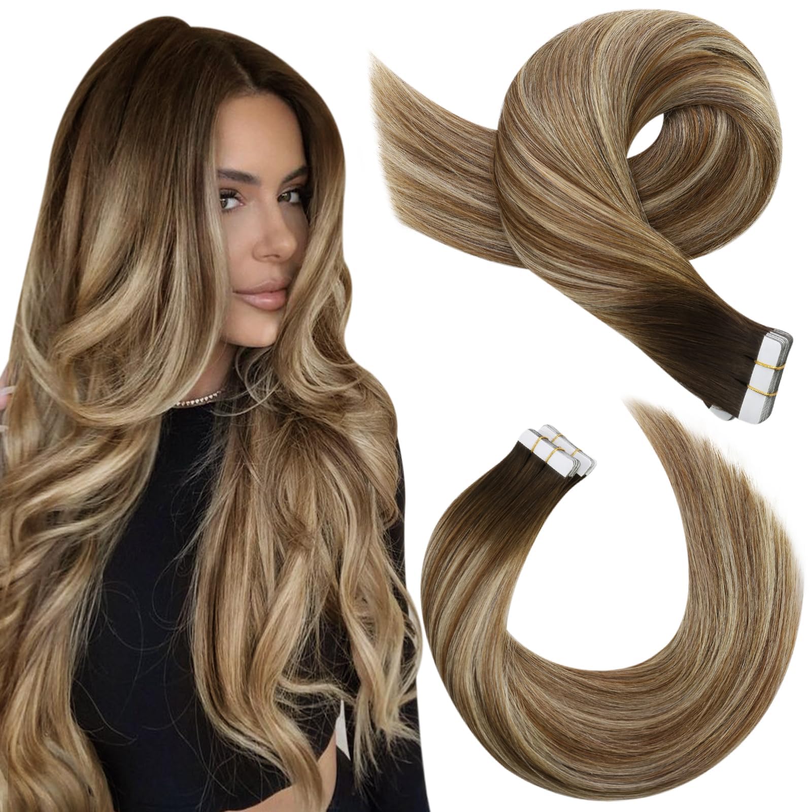 Foto 2 pulgar | Extensiones De Cabello Moresoo Tape En Balayage Marrón/rubio, 50 G - Venta Internacional.