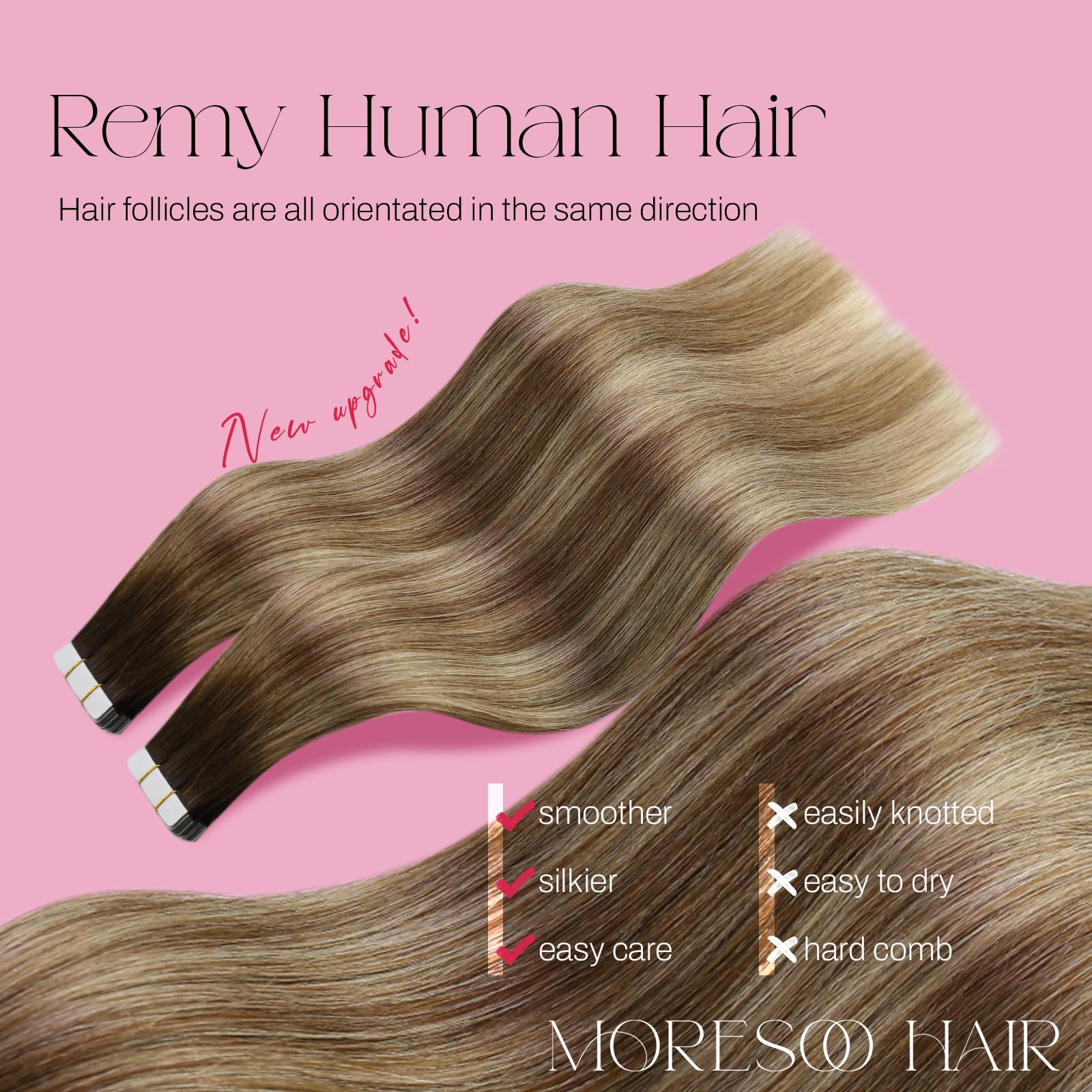 Foto 3 pulgar | Extensiones De Cabello Moresoo Tape En Balayage Marrón/rubio, 50 G - Venta Internacional.