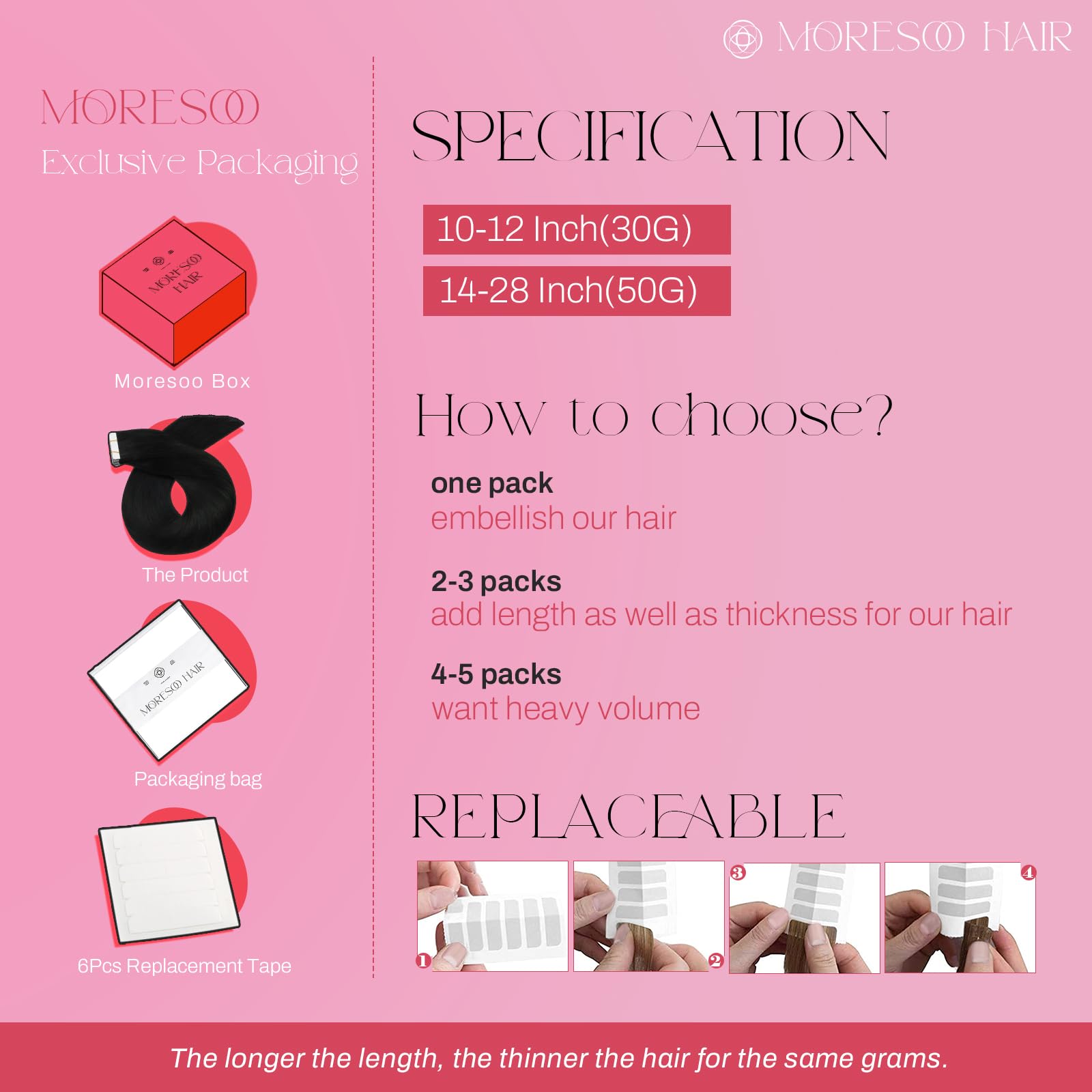 Foto 5 pulgar | Extensiones De Cabello Moresoo Tape En Balayage Marrón/rubio, 50 G - Venta Internacional.