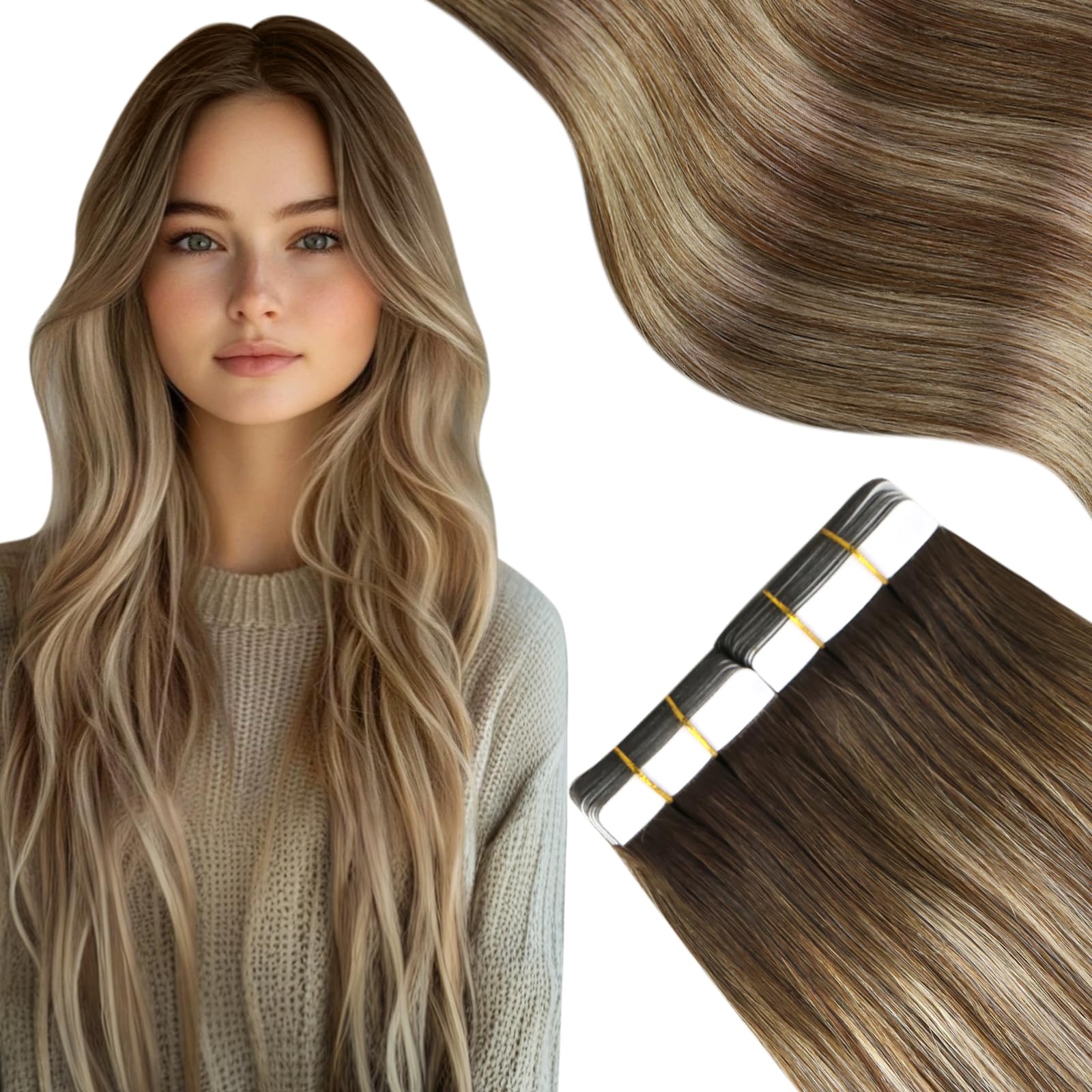 Foto 2 pulgar | Extensiones De Cabello Moresoo Con Cinta Adhesiva En Cabello Humano, 22 Pulgadas, 50 G, #4 /6/613 - Venta Internacional.